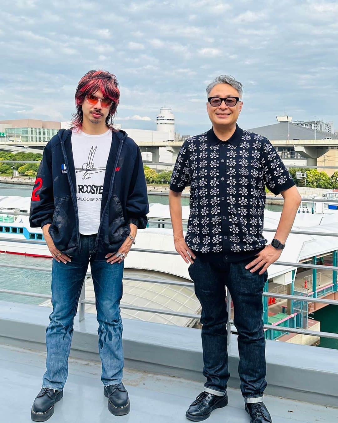 栗田善太郎のインスタグラム：「ショウがルースターズTだった 昨日のCROSS FM MUSIC AMP」