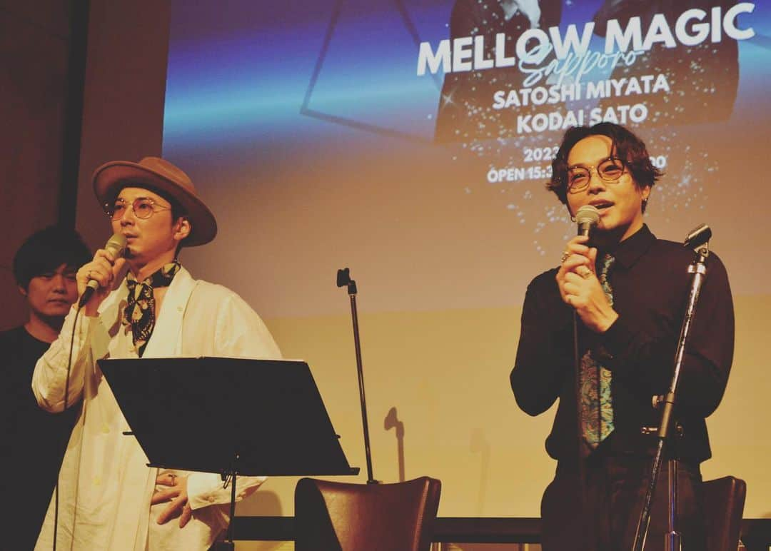 宮田悟志のインスタグラム：「. Mellow Majic 楽しかったです🎙  ゆったりのんびり計10曲歌いました。  エレキとパッドドラムという編成もまた良きでした♪  @miyata_satoshi  @satokodai601113   #Mellow_Majic #メロマジ」