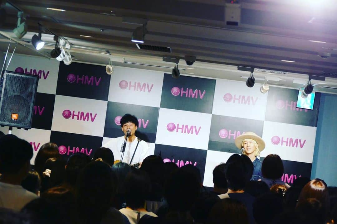 山田義孝のインスタグラム：「🔥🔥🔥 HMVエソラ池袋店での リリースイベントに参加してくれた沢山の方々に感謝✨ 10年ぶりに会いに来てくれた人もいて、長く続けてればこんな事もあるんだなと幸せな気持ちになった。 みんなにとって素敵な日曜日でありますように✨ #吉田山田 #備忘録音」