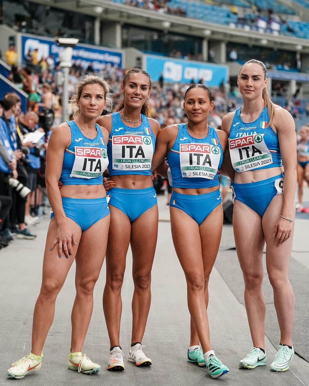 Johanelis HERRERA ABREUのインスタグラム：「Chorzów non ci ha fatto sorridere molto… 🥲  Ma felicissime di fare parte di questo super team 🫶🏽💙  Team Italy 🔥🤌🏽  #italiateam #europeangames #silesia #4x1 #sprinters #girlssquad #love #run」
