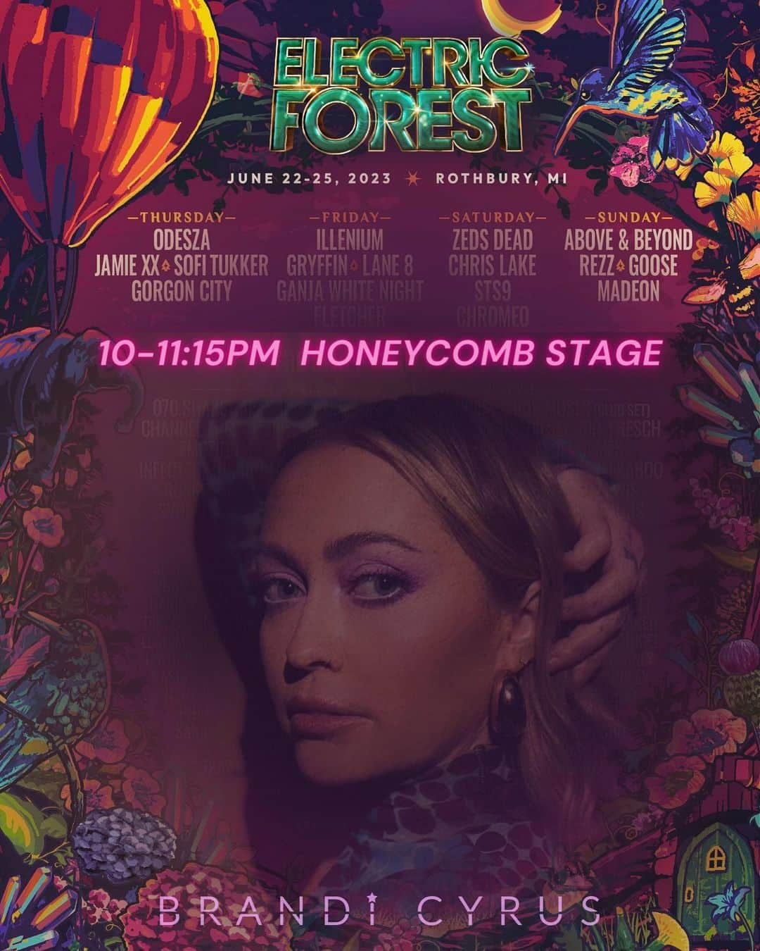 ブランディ・グレン・サイラスのインスタグラム：「Dance party in the forest tonight! 🌳✨🦄🎶🌿⚡️🎧💜」