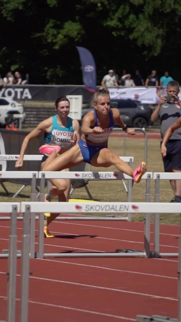 メッテ・グラスゴワールのインスタグラム：「After a stellar performance at the European Games, Mette is back for the Danish Championships to win a historic double 🇩🇰 Here she runs 12.98 and takes the win in the 100mH 🚧 A few hours later she wins the 100m in 11.68 💨」