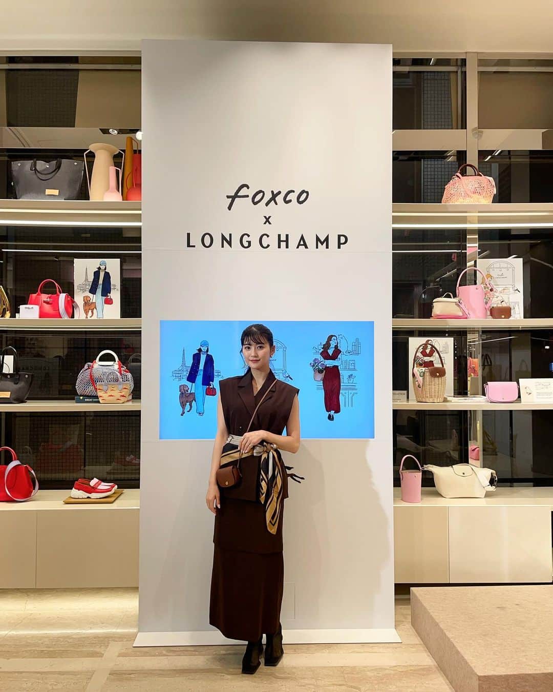 かなこさんのインスタグラム写真 - (かなこInstagram)「@longchamp のイベント行ってきた🪷🤎 2023年秋冬コレクション ...