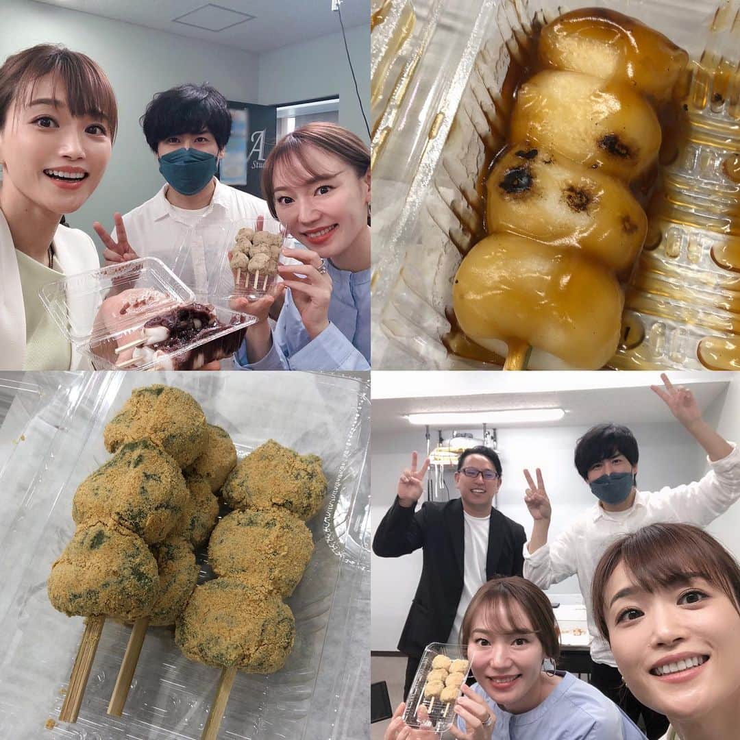 村山千代さんのインスタグラム写真 - (村山千代Instagram)「🍡 今日の仕事は 人気講師と企業さんと 就活の楽しいおしゃべり😎 きゃめらまんさんがお団子くれました♪ #からのしゃぶしゃぶ #差し入れ #お団子 #自由が丘の老舗だそうです #就活 #今日のコーデ #アナウンサー」6月25日 18時51分 - chiyocolate420