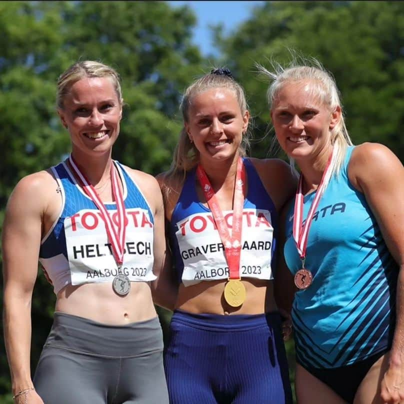 メッテ・グラスゴワールのインスタグラム：「Dobbelt dansk mester ❤ #100mh #100m #hurdles #sprint #goodday 📷 @lonedybdal」