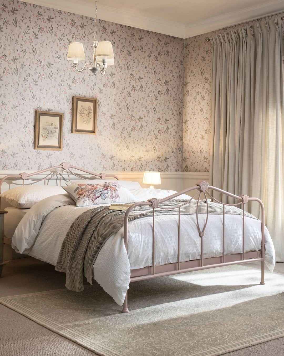 のインスタグラム：「Embrace timeless elegance ✨ ⁣ ⁣ The Blush Dolwen Metal Bed is a classic piece that will fit perfectly into your bedroom. With the blush metal framework and attention to detail, this bed will give a lovely elegant finish to the room.」