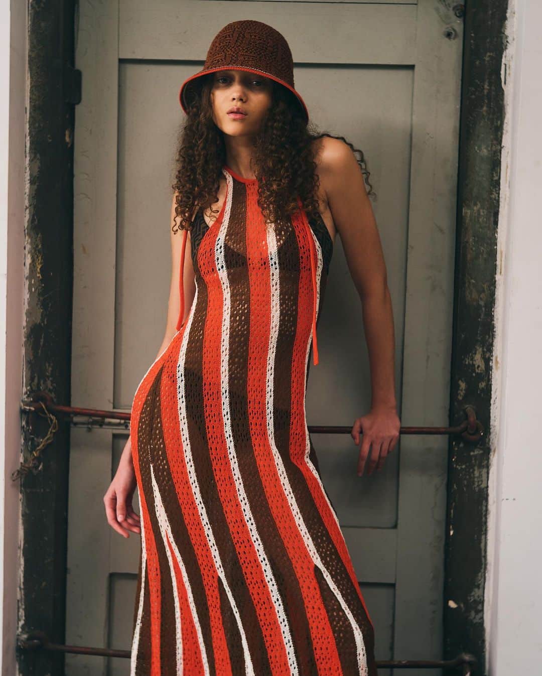 Fendiのインスタグラム：「A crocheted dress becomes the perfect cover-up for the signature FF motif bikini in the #FendiSummer edit.  Artistic Director of Couture and Womenswear: @mrkimjones​ Artistic Director of Accessories and Menswear: @silviaventurinifendi ​ Artistic Director of Jewelry: @delfinadelettrez​  Photography: @collierschorrstudio   Styling: @elliegracecumming Hair: @evaniefrausto Makeup: @dickpageface Set Design: @javirigoyen  Casting: @nicola.kast   Model: Courtney Benboe」