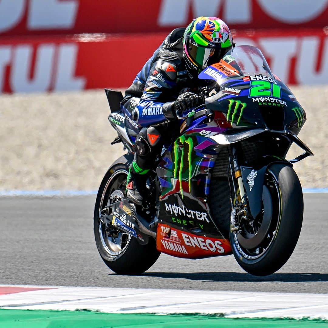 のインスタグラム：「💬 @frankymorbido, Dutch GP - Race Result - 9th:  "We’ve been struggling, but finally this morning we managed to make a step, and we were confident for the race that we would have a good pace and good performance. But, unfortunately, the grip in the race was awful. Moreover, we had blistering. I think that was a common problem. I just tried to collect as many points as possible and to avoid mistakes,  because making mistakes was easily done today."  #MonsterYamaha | #MotoGP | #DutchGP」