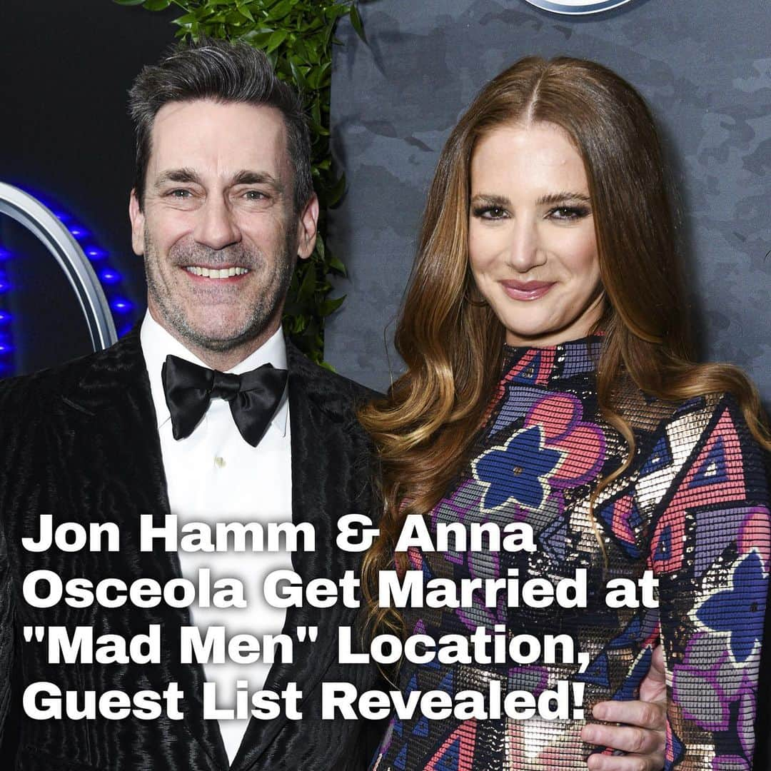 Just Jaredさんのインスタグラム写真 - (Just JaredInstagram)「Jon Hamm and #MadMen co-star Anna Osceola tie the knot at a location featured in the series finale in front of a bunch of stars. Tap this picture in the LINK IN BIO for all the details! #JonHamm #AnnaOsceola Photo: Getty」6月26日 5時07分 - justjared