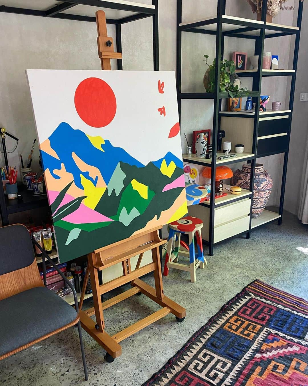 Rik Leeさんのインスタグラム写真 - (Rik LeeInstagram)「Recently I put down the pencil and picked up a paint brush. It’s been fun (and kind of challenging) messing around with new materials. Not to mention, after 2 years of working almost solely on digital art, it’s great to get my eyes off the screen and get my hands dirty. There’s something really satisfying about creating something tangible, and better still, I can hang these paintings in our home when I finally finish them!」6月26日 9時52分 - rikleeillustration