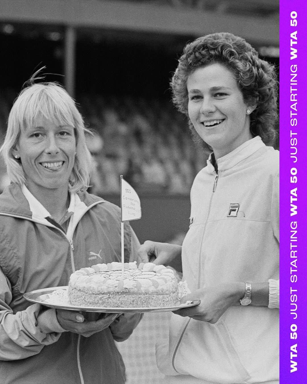 WTA（女子テニス協会）さんのインスタグラム写真 - (WTA（女子テニス協会）Instagram)「Taking it back to 1985 Eastbourne 🌊  @martinanavratilova & @phshriver secure the doubles title after their 100th match win as a team, while Martina claims one of her record 11 singles trophies at Devonshire Park! 👉  #WTA50 #JustStarting」6月26日 20時57分 - wta