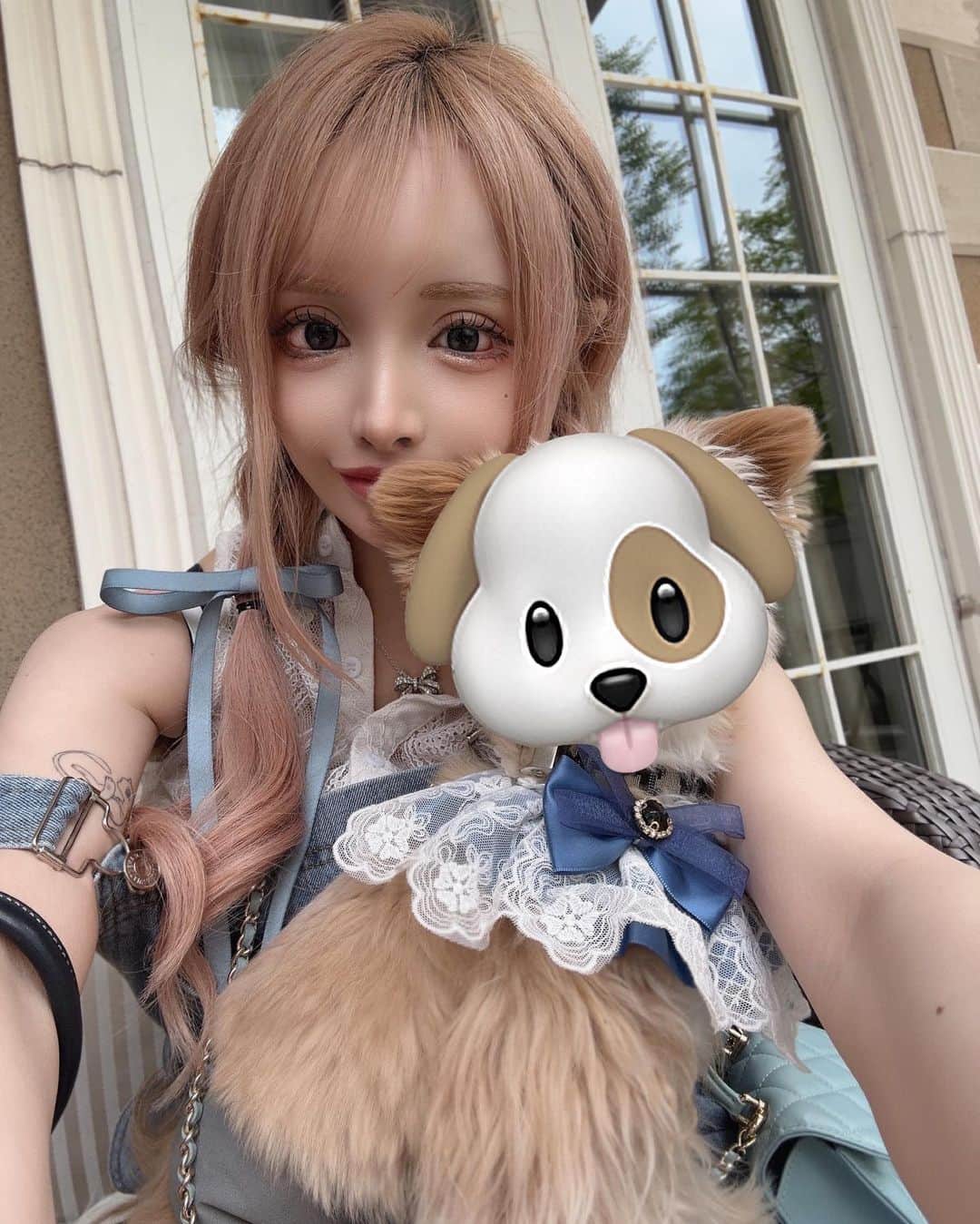 美咲キララさんのインスタグラム写真 - (美咲キララInstagram)「🐶🐶🍃 . アートグレイスウエディングコースト東京ベイ わんちゃんモチーフのアフタヌーンティー☕️🐾 とっても素敵な所だった🥰🩷🩷 . ワンズと水色リボンで合わせたよー🫧🩵୨୧⑅* . . #アートグレイス #アートグレイス新浦安  #アートグレイスウエディングコースト  #アートグレイスウエディングコースト東京ベイ  #アフタヌーンティー #afternoontea  #犬との生活 #犬とお出かけ #テラス席ワンコok  #ペット可 #ペット可カフェ  #キャバクラ #キャバ #キャバクラ嬢 #キャバ嬢 #東京 #新宿 #歌舞伎町  #大阪 #ミナミ #北新地 #自撮り女子 #グラビア #팔로우 #셀카 #自拍 #角色扮演」6月26日 20時57分 - ___krrnano
