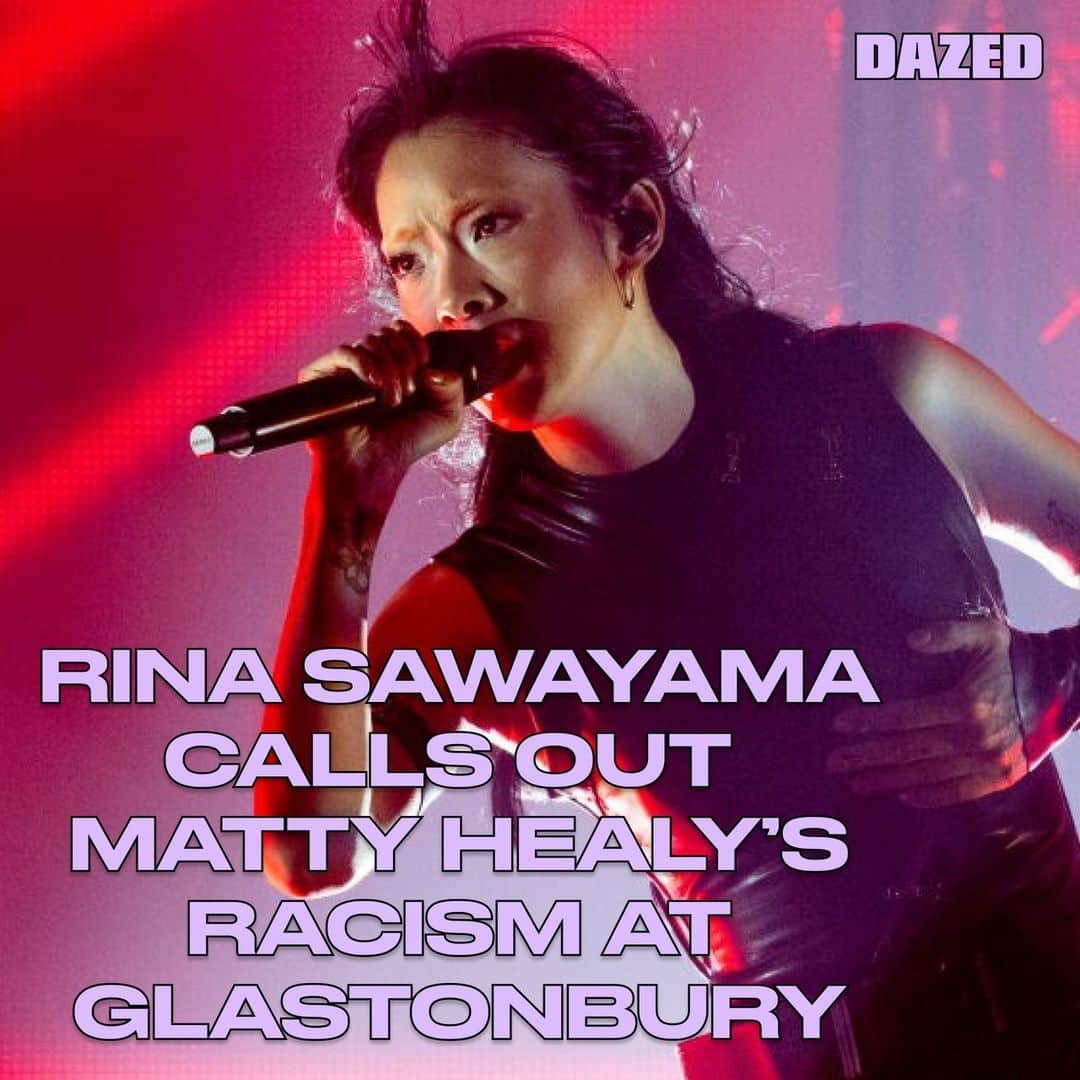 Dazed Magazineさんのインスタグラム写真 - (Dazed MagazineInstagram)「@rinasonline used her Glastonbury set last night to call out @The1975 frontman @trumanblack 🔥⁠ ⁠ Over the ominous nu-metal guitar riff which opens her 2020 song “STFU!”, Sawayama said, “I wrote this next song because I was sick and tired of microaggressions. So, tonight, this song goes out to a white man who watches Ghetto Gaggers and mocks Asian people on a podcast. He also owns my masters.”⁠ ⁠ She was referring here to controversial comments that Healy made on The Adam Friedland Show podcast, where he laughed along as the hosts described hip-hop artist Ice Spice as an “Inuit Spice Girl” and a “chubby Chinese lady”, as well as mocking what they imagined her accent to sound like. “Ghetto Gaggers”, meanwhile, is a reference to a racialised hardcore porn site that Healy joked about watching, on which (in his words) Black women are “brutalised”.⁠ ⁠ Healy has both apologised for these comments (on stage in Auckland, he said sorry to Ice Spice) and elsewhere dismissed them as unimportant: in a New Yorker interview last month, he said that the podcast controversy “doesn’t actually matter” and suggested that no-one is genuinely upset.⁠ ⁠ As for the claim that Healy owns Sawayama’s masters, this is referring to the fact that Healy, along with the rest of The 1975, are shareholders in Dirty Hit – the record label to which Sawayama is signed. Healy was a director at the label before stepping back from the role earlier this year, but it's still home to The 1975. ⁠ ⁠ The next Dirty Hit office party might be a little bit awkward…⁠ ⁠ 📷 Shirlaine Forrest/Redferns via Getty ⁠ ✍️ @jamesduncangreig」6月26日 20時42分 - dazed