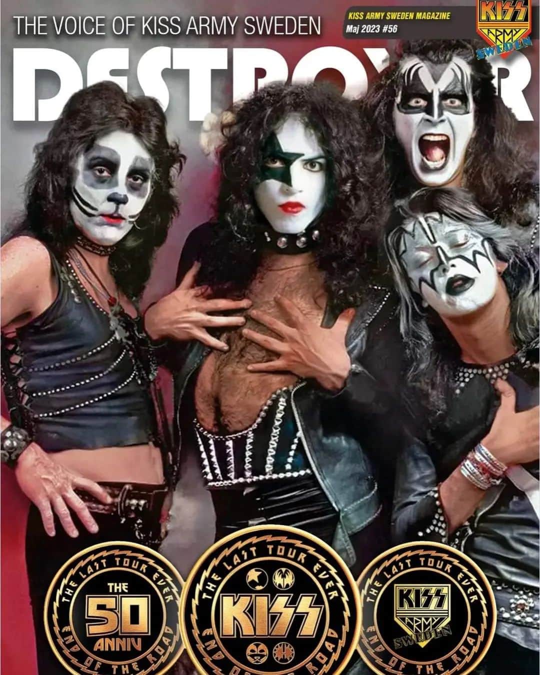 KISSのインスタグラム：「Cover of the latest KISS Fanzine 'DESTROYER' from #KISSARMY Sweden.」