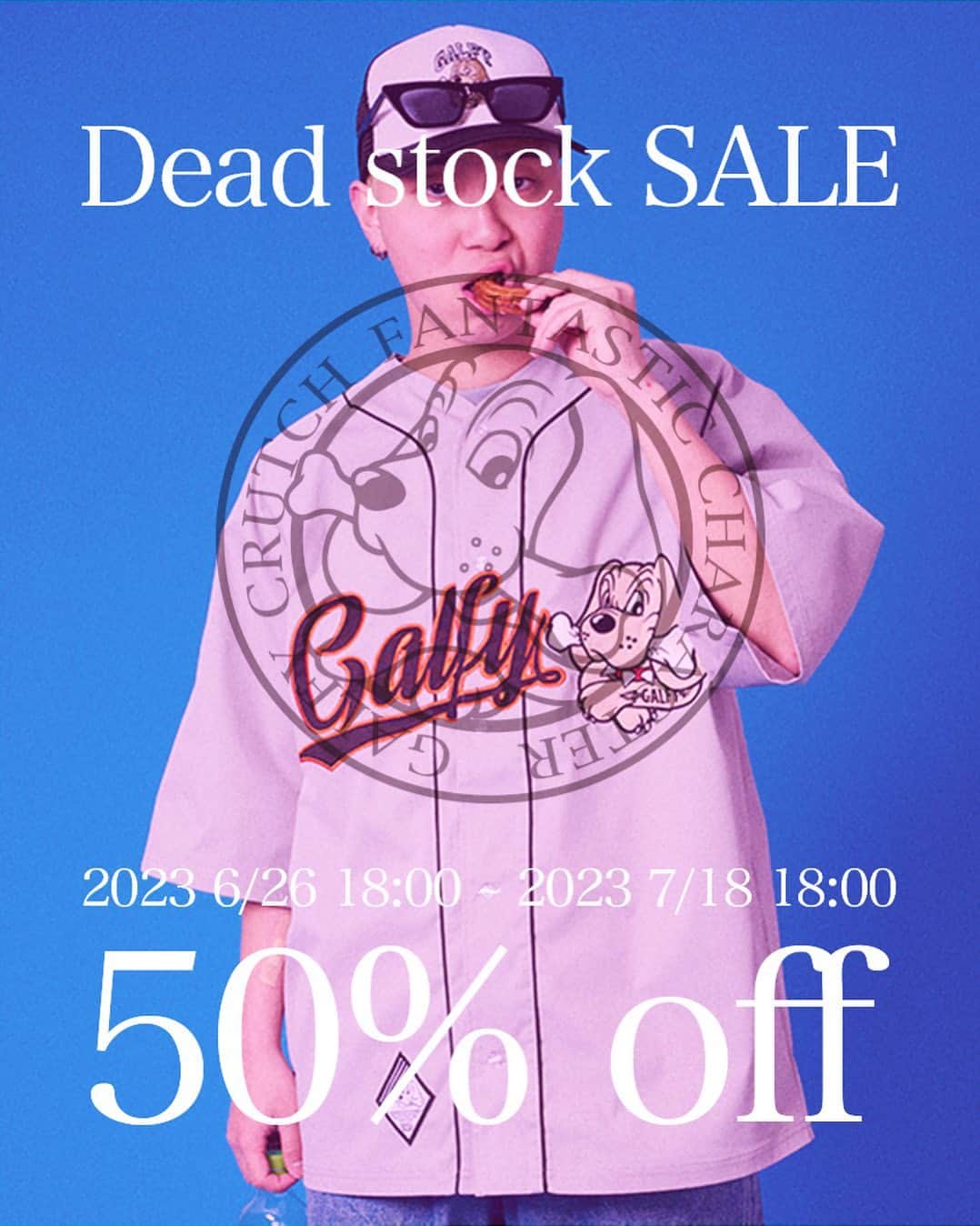 のインスタグラム：「. 🐶sale🐶 sale🐶 sale🐶 sale🐶 . 《GALFY 2023 Back number SALE》 . 2023.7/18 18:00 まで！急げ🏃‍♀️💨 . SNSを見てくれた方限定SALEです！ 昨年の夏物のデッドストックを50%offで大放出！！夜露死苦👍 . ⚠️SALE期間⚠️ 2023.6.26 18:00 〜 2030.7.18 18:00 . 🔴プロフィールのURLからSALE会場へGO！🏃💨 . #galfy #ガルフィー #ガルフィ #sale #セール」