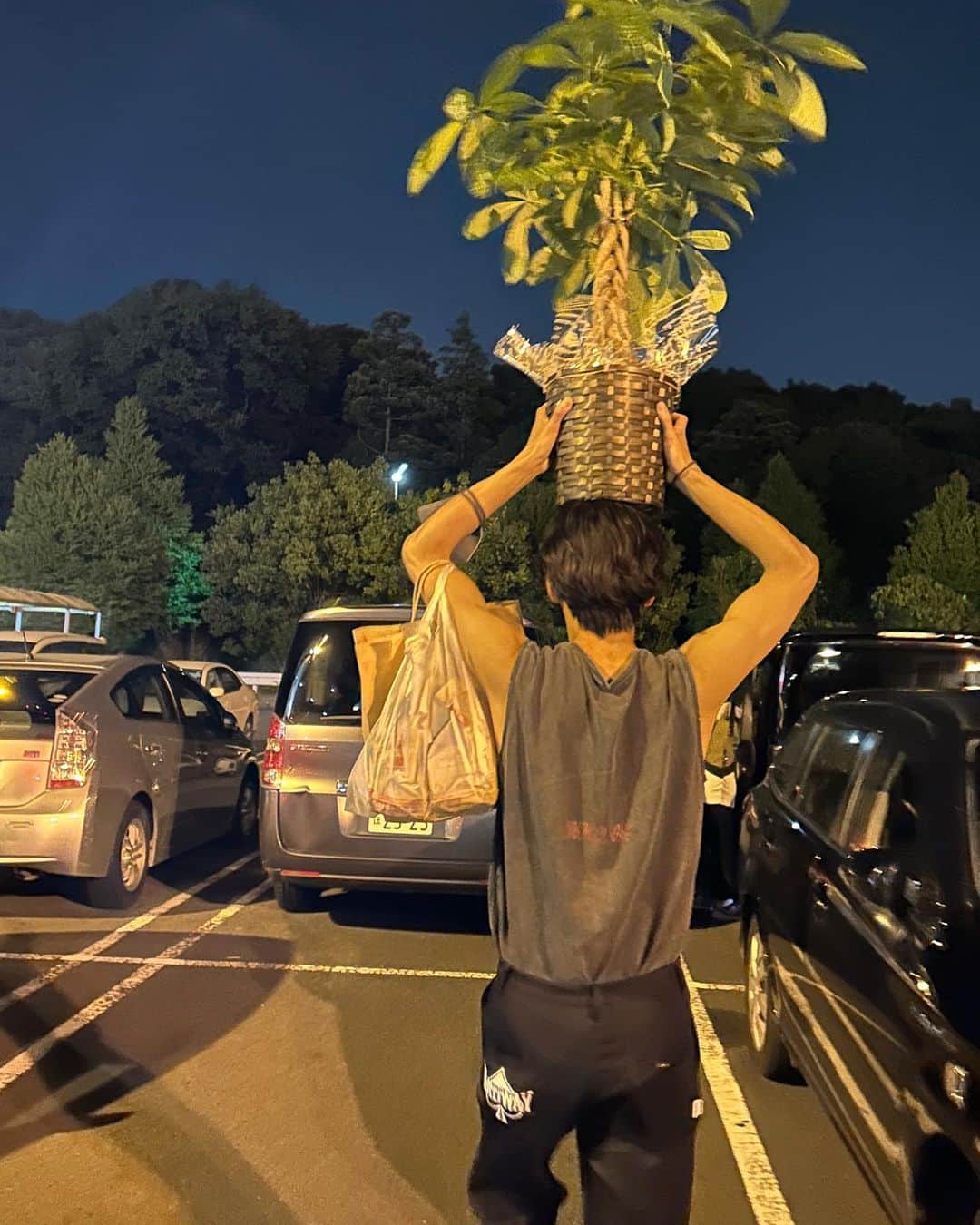 相馬理のインスタグラム：「パキラ買いました。 最近暑くて少しでも薄着になろうとして夏超えられるか不安な今日この頃。」