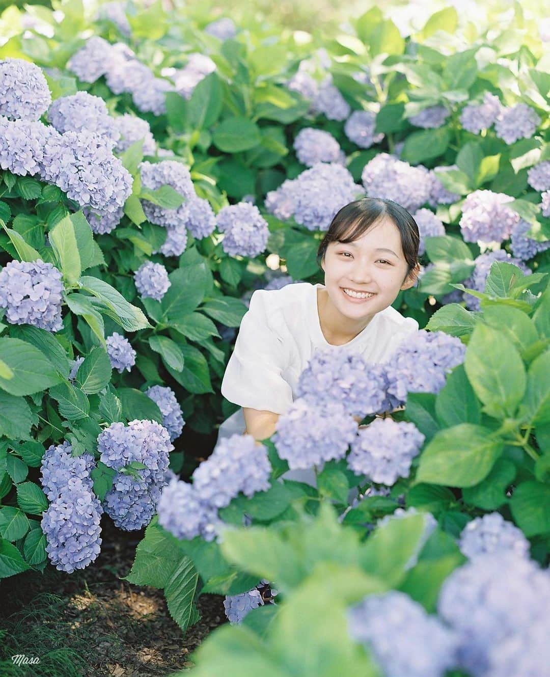 Masaさんのインスタグラム写真 - (MasaInstagram)「.  ▶︎▶︎▶︎ Swipe  1：Pentax6x7  Super Takumar 105mm F2.4 #GOLD200  2-3：Nikon F3 #colorplus200  4：iPhone   ここ上からめっちゃ毛虫が降ってくるスポットで、紫陽花にも毛虫がいっぱいでした🐛  動画は怖がってますけど、撮る時にこの笑顔出来てるのすごい👍🏻  撮影日 : 2023年6月17日  #まさペン#エビプリ #pentax6x7 #pentax67 #バケペン #中判フィルム #film #filmcamera #filmphotography #フィルム #フィルムカメラ#フィルム写真 #igersjp #portrait #ポートレート #fujifilm #filmisnotdead #滋賀 #shiga #紫陽花 #芦刈園 #もりやま芦刈園 #hydrangea」6月27日 7時30分 - masa_nikonist