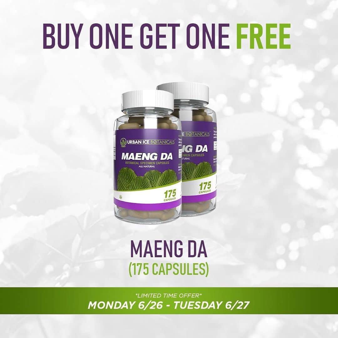 のインスタグラム：「Repost from @urbanicebotanicals • BOGO! BOGO!  Are you ready for a limited-time deal you won't want to miss? Urban Ice Botanicals is offering an unbeatable BOGO deal on our premium Maeng Da and C🐝D infused kr8om products. That's right, buy one and get one free!   Experience the amazing benefits of our top-quality kr8om. Whether you're looking for a burst of energy, stress relief, or relaxation, our Maeng Da and C🐝D infused kr8om have got you covered.   Don't wait! Take advantage of this exclusive offer before time runs out. Stock up on your favorites or try something new. Feel confident knowing that you're getting the highest quality products on the market at an incredible value. Order now and elevate your wellness routine with Urban Ice Botanicals.  Disclaimer: Keep out of reach of children. These products are only for adults 21 years of age and older. Use with caution. Consult a physician prior to use.」
