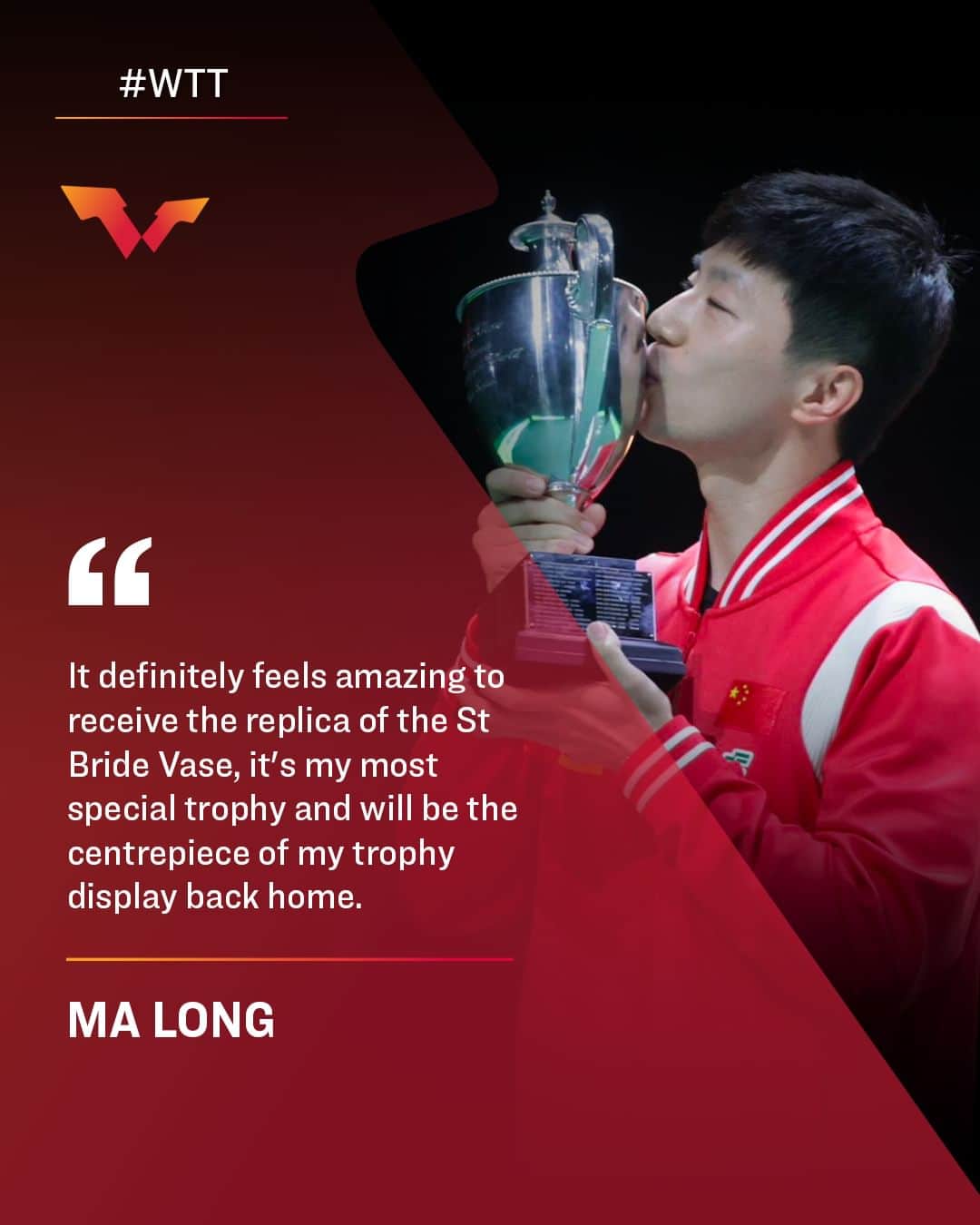 ITTF Worldさんのインスタグラム写真 - (ITTF WorldInstagram)「A special trophy for a special achievement for Ma Long, truly the GOAT 🥰   #ITTFWorlds2023 #Durban2023」6月3日 13時00分 - wtt