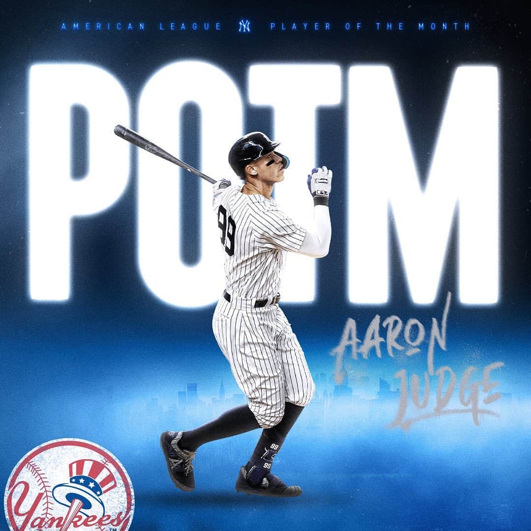 ニューヨーク・ヤンキースさんのインスタグラム写真 - (ニューヨーク・ヤンキースInstagram)「You may rise.  @TheJudge44 is your AL Player of the Month 👨‍⚖️」6月3日 7時12分 - yankees
