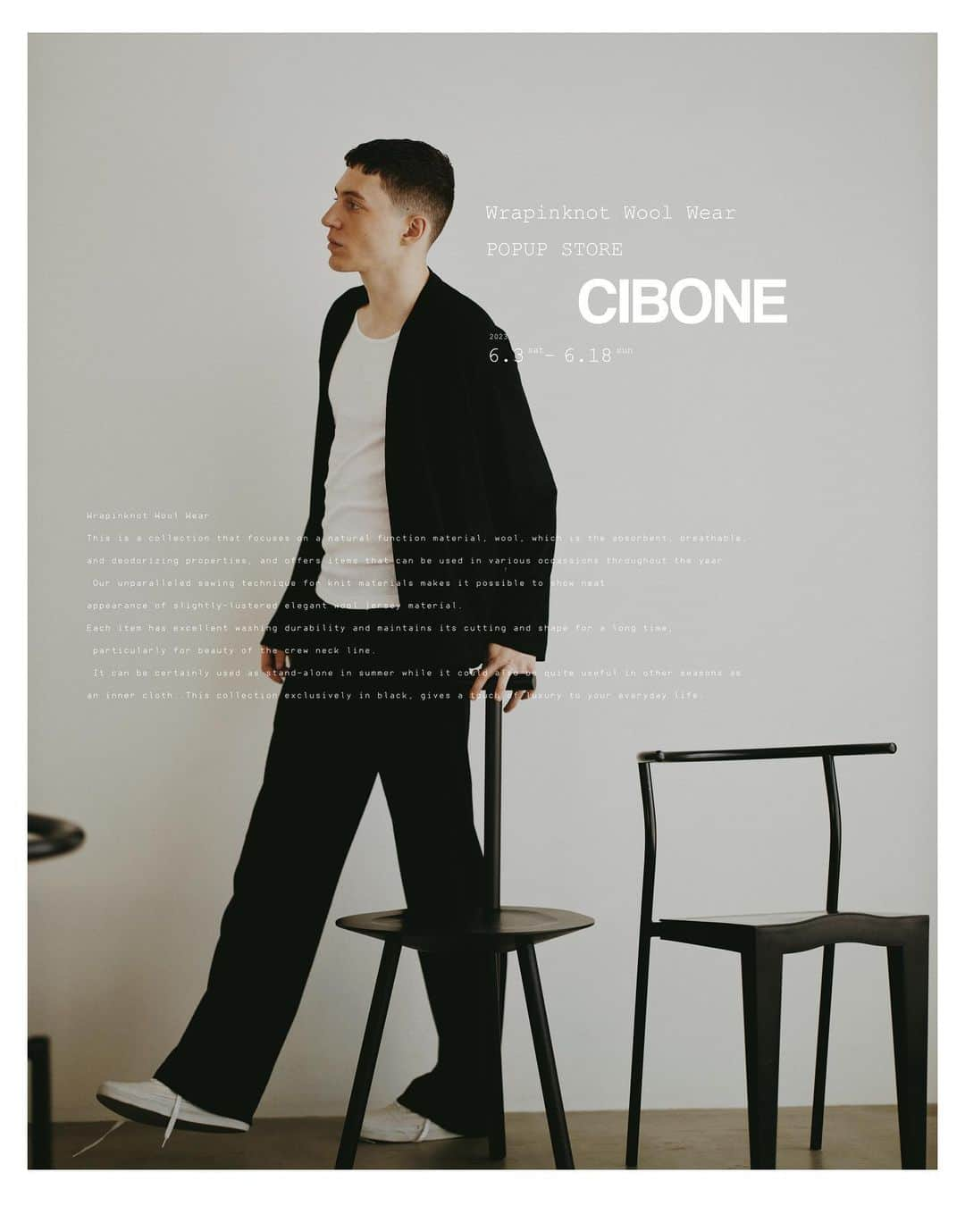 ラッピンノットのインスタグラム：「Wrapinknot wool wear POPUP STORE @cibone_tokyo   本日よりスタートです。  #cibone #wrapinknot」