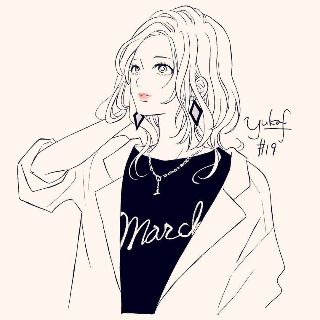 藤原ゆかのインスタグラム：「１日１枚自由お絵描き ✿ 19枚目  #イラスト #イラストグラム」