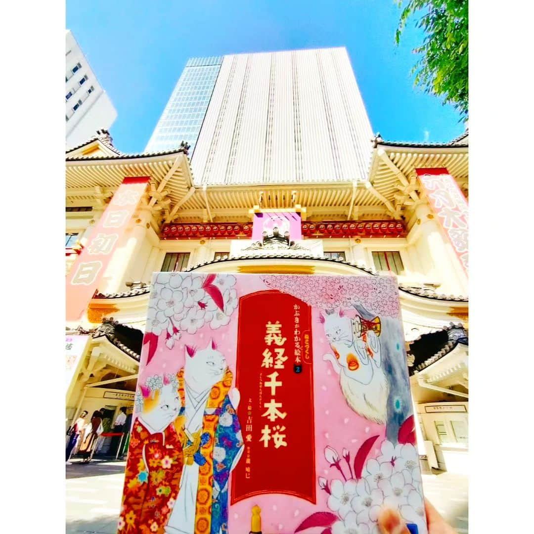 尾上緑のインスタグラム：「尾上緑のKa☆Book📖92 【義経千本桜】吉田愛  『桓武天皇の御宇 　内裏に雨乞いありし時...』  雨を呼ぶという初音の鼓  その音が 歌舞伎座の稽古場に こだましてから  今日まで止むことがなかった雨が  初日を祝うかの如く このような青空をもたらしました☀️  本日 «六月大歌舞伎初日・義経千本桜»  かわいい絵に誘われたお客様を  『我が天変の通力にて この歌舞伎座へ引き入れ 引き入れ』  #歌舞伎 #歌舞伎座 #六月大歌舞伎 #義経千本桜 #腰元 にて出演いたしております  #初日 #初日📖投稿 #かぶきがわかるねこづくし絵本 #吉田愛  #本紹介#本#小説##本スタグラム #読書好きな人と繋がりたい #本好きな人と繋がりたい #小説好きな人と繋がりたい #時代小説好きな人と繋がりたい  #本のある暮らし  #歌book  🕷️175／210」