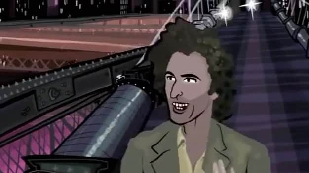 Juxtapoz Magazineのインスタグラム：「Timothy Speed Levitch’s bit in “Waking Life,” 2001.   There’s another great feature with Timothy Levitch called “The Cruise 1998.” I recommend people to see this movie all the time. Timothy “Speed” Levitch doles out a fascinating overview of New York City history that’s nearly impossible to forget — due mostly to his passionate asides about life, love and the pursuit of “the cruise.” Denouncing the rigidity of New York’s grid plan through a rambling story about a woman in “sexual slacks,” Levitch reveals as much about himself as he does about the city he loves. #WakingLife via the research of chicojefferson for #juxsaturdayschool」