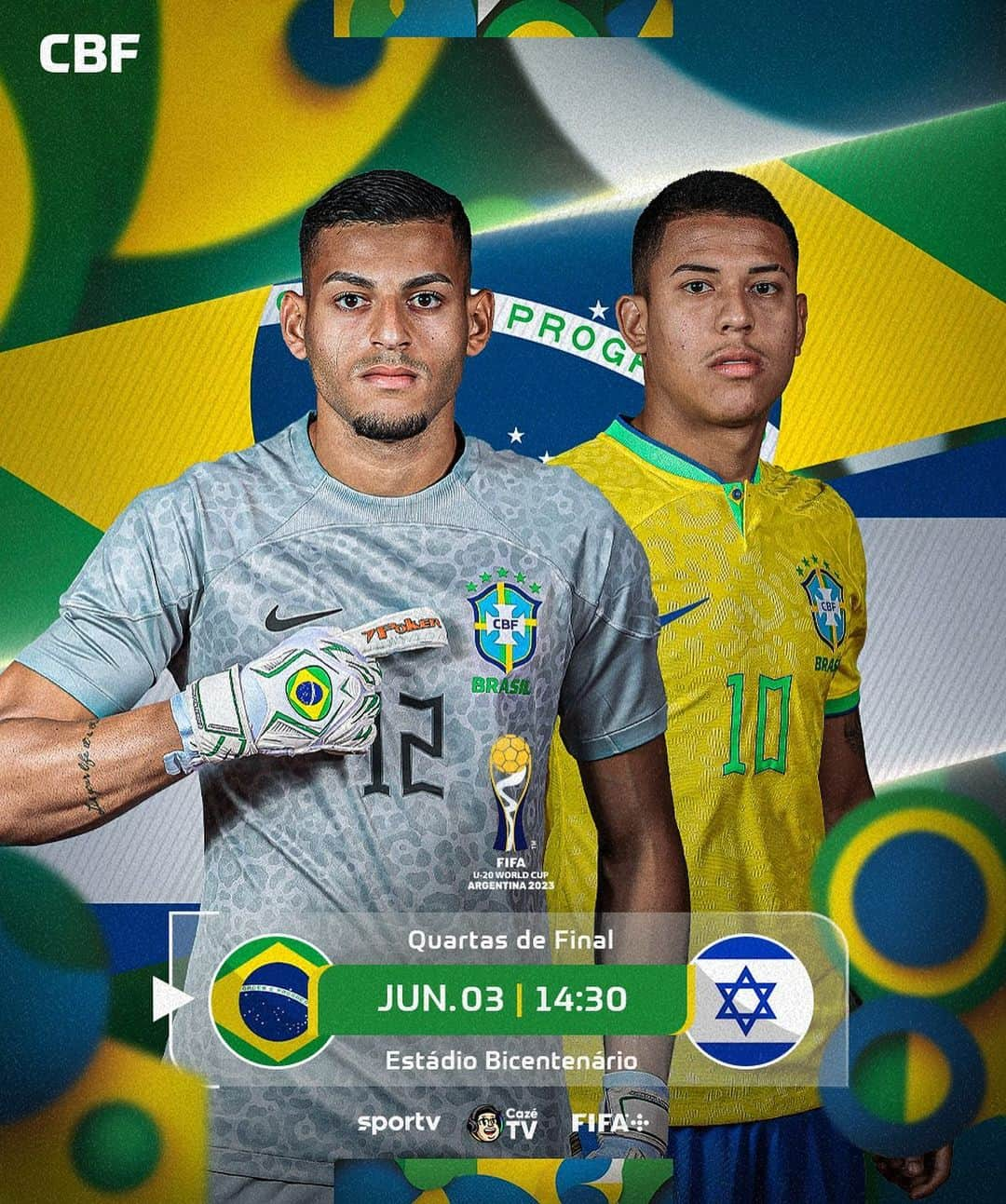 サッカー ブラジル代表チームさんのインスタグラム写真 - (サッカー ブラジル代表チームInstagram)「DIA DE BRASIL!  Dia de decisão, dia de quartas de final da Copa do Mundo Sub-20  Entramos em campo às 14h30 para enfrentar Israel, jogo que vale uma vaga na semifinal do Mundial Sub-20  Vamos juntos pela classificação e pela sexta estrela do Mundial!  Brasil 🇧🇷 x 🇮🇱 Israel ⏰: 14h30 (horário de Brasília) 🏟️: Estádio Bicentenário, em San Juan 📺: @sportv, @cazetv_oficial e @fifaworldcup」6月3日 21時02分 - cbf_futebol