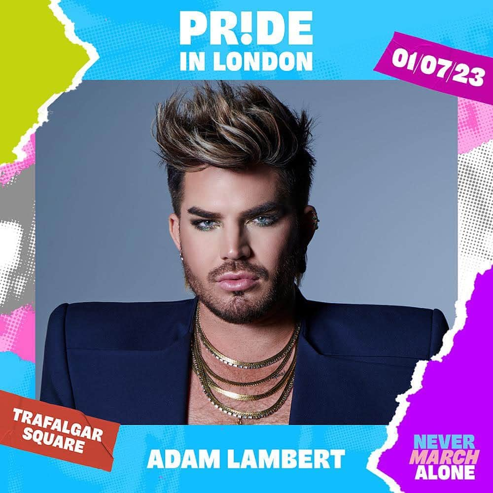 アダム・ランバートのインスタグラム：「Incredibly happy to be performing and headlining at @prideinlondon on July 1st amongst so many other talented artists in the community! Who's joining the party? 🌈 #PrideInLondon」