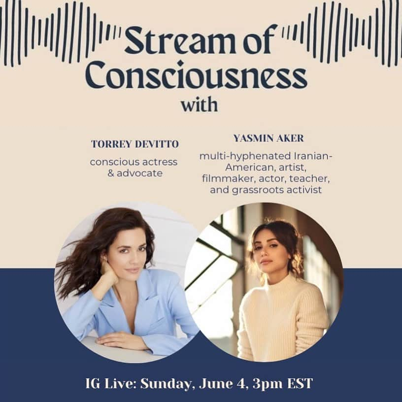 トーレイ・デヴィートのインスタグラム：「Tomorrow, Sunday June 4 @3pm EST and 12pm PST join us on IG LIVE. @torreydevitto   I’m so excited to speak with host, actress and philanthropist Torrey Devitto on IG LIVE as a guest on her Stream of Consciousness IG LIVE 🤍   #podcast #mentalhealth #wellness #meditation #philanthropist #interview #torreydevitto #iglive」