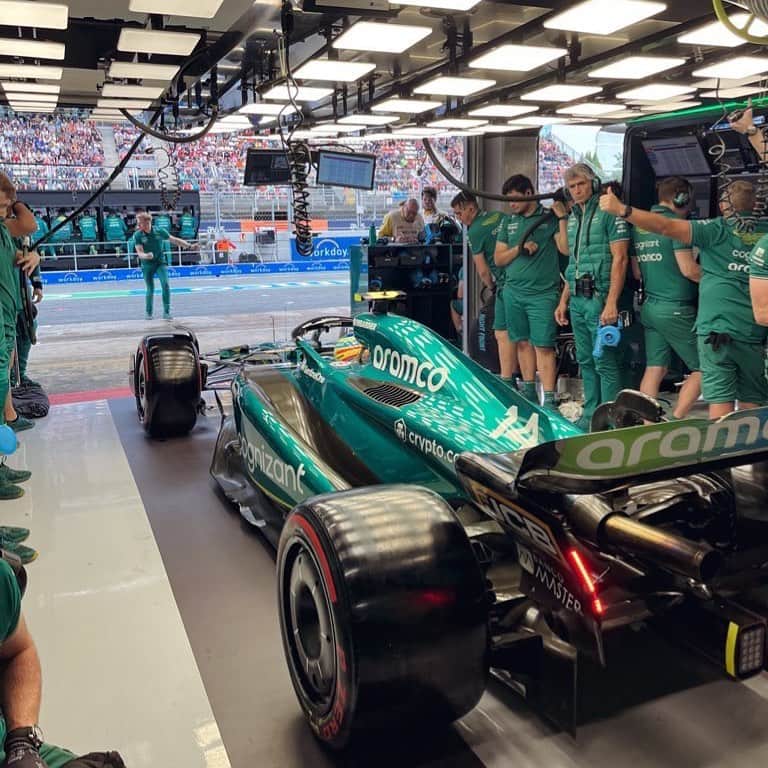 のインスタグラム：「Not the best Saturday . Costly mistake on the out lap in q1 compromised the rest of qualifying. Points are giving on Sundays and We are ready to fight tomorrow and score big points for the team 💪💪! @astonmartinf1 #f1 #españa #astonmartin」