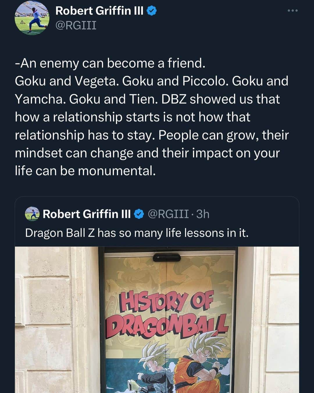 ロバート・グリフィン3世さんのインスタグラム写真 - (ロバート・グリフィン3世Instagram)「Dragon Ball Z is the 🐐  #dragonballz #dragonball #dragonballsuper #g3analysis #goku #rg3 #rgiii #life #lifelessons」6月4日 3時07分 - rgiii