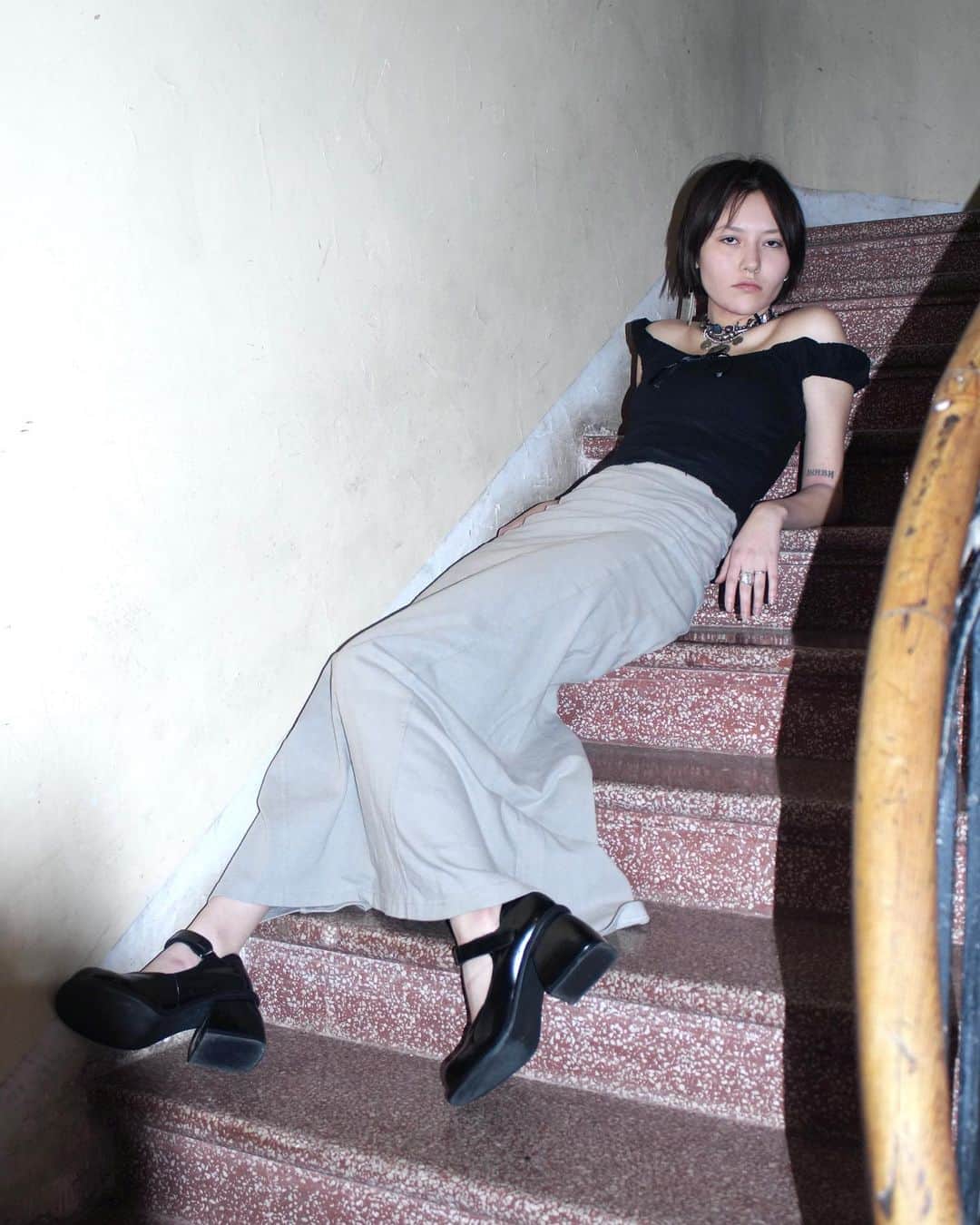 UNIFのインスタグラム：「@maresz_miciula in the Nexus Skirt and Dot Mary Janes 🪙🐚」