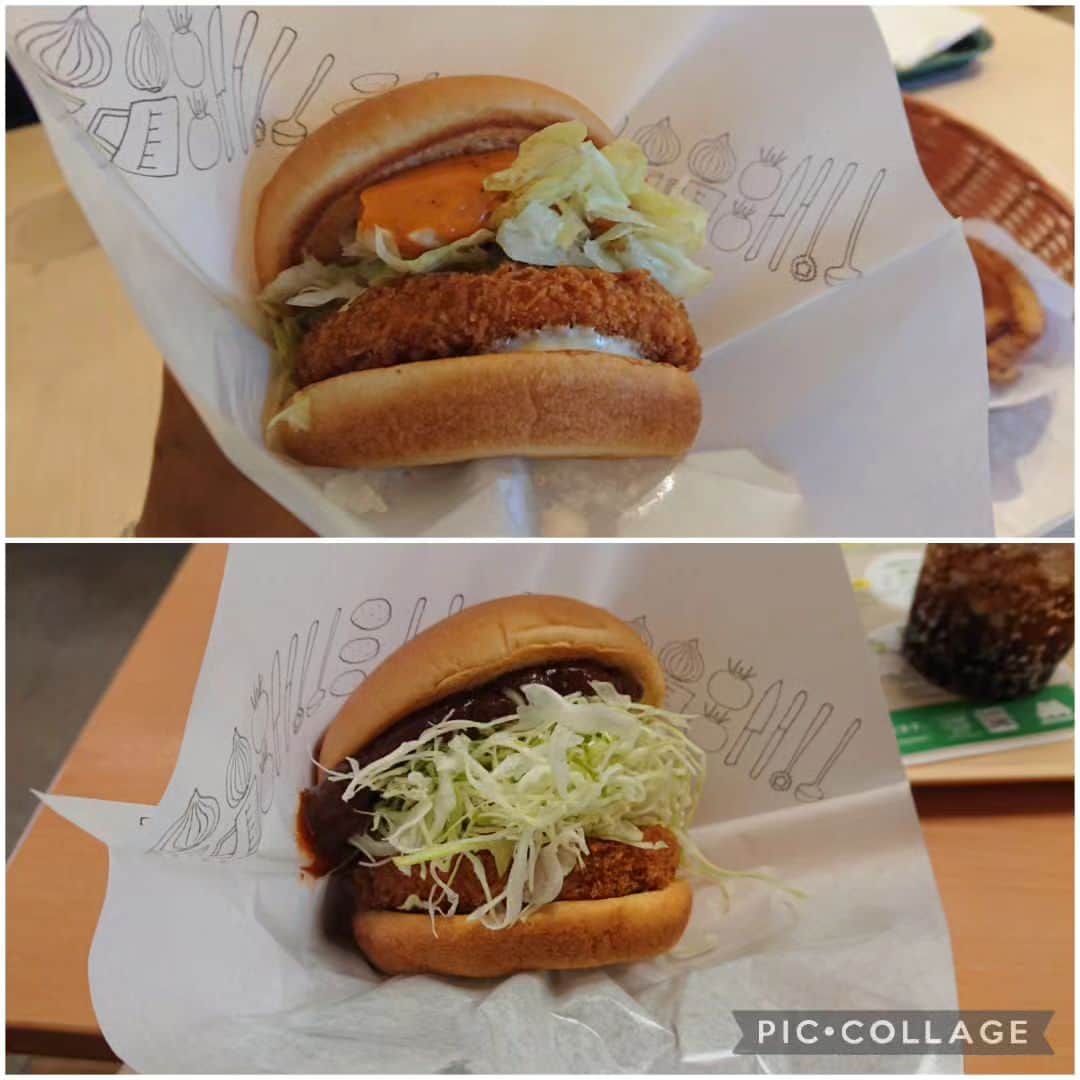 グレート義太夫のインスタグラム：「エビマヨソースエビカツバーガーvsエビグラスソースエビカツバーガー。 #エビだらけ #美味しいに決まってる」