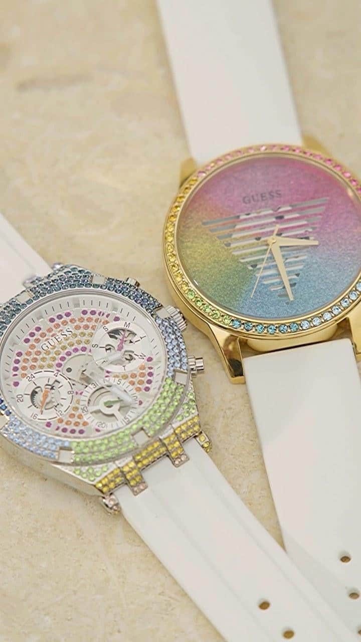 ゲスのインスタグラム：「What makes you sparkle? 🌈✨ To honor PRIDE Month @guesswatches is partnering with @trevorproject with a $25,000 donation, to provide free, secure, 24/7 crisis counseling to LGBTQ young people.   Learn about the partnership on stories & enter to win our limited-edition timepieces below! Here’s how:   ➡️ Must be following @guess + @guesswatches + @trevorproject ➡️ Like this post ➡️ Tag three friends + tell us what makes you sparkle in the comments below!   We will choose FOUR people to win 2 limited edition timepieces. U.S. Only. Giveaway ends 6.9 @ 11:59pm PST. T&C’s apply: geni.us/pridegiveaway23 #GUESSWatches #Pride #pridemonth」