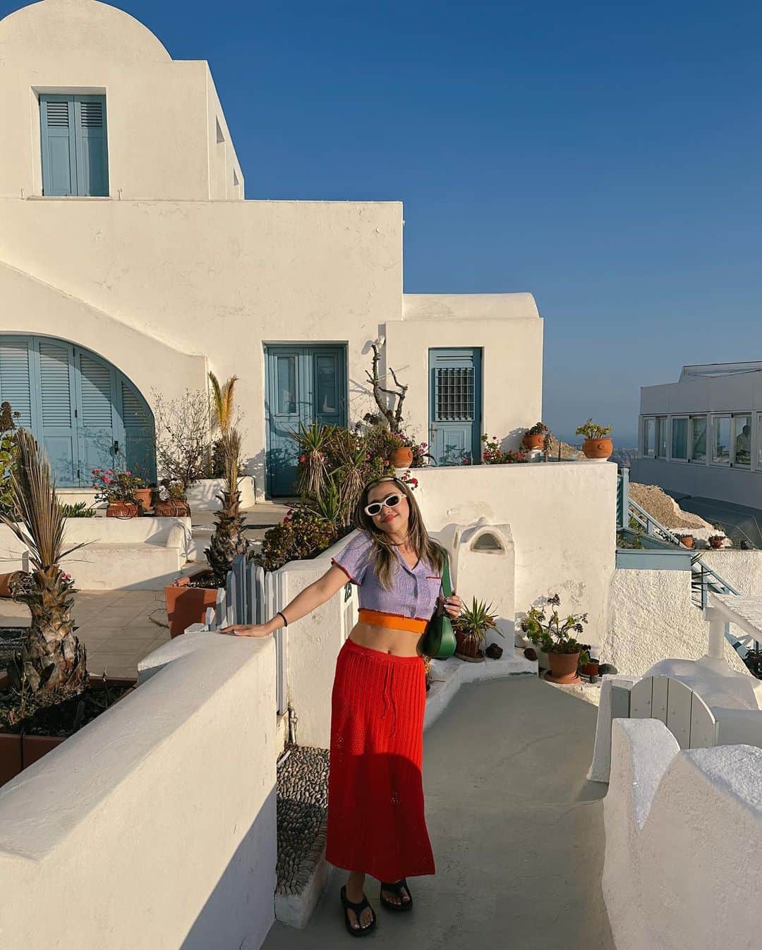 植野有砂のインスタグラム：「Our last night in Santorini 🇬🇷💙」
