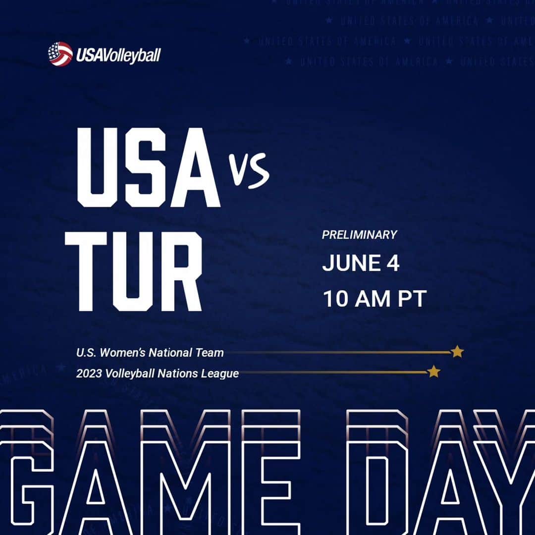 USA Volleyballさんのインスタグラム写真 - (USA VolleyballInstagram)「Set your alarm ⏰️ and don't forget to cheer on the U.S. Women 🇺🇲 as they face host Türkiye in the Volleyball Nations League at 10 a.m. PT today!  Watch live on VolleyballWorld.tv」6月4日 23時10分 - usavolleyball