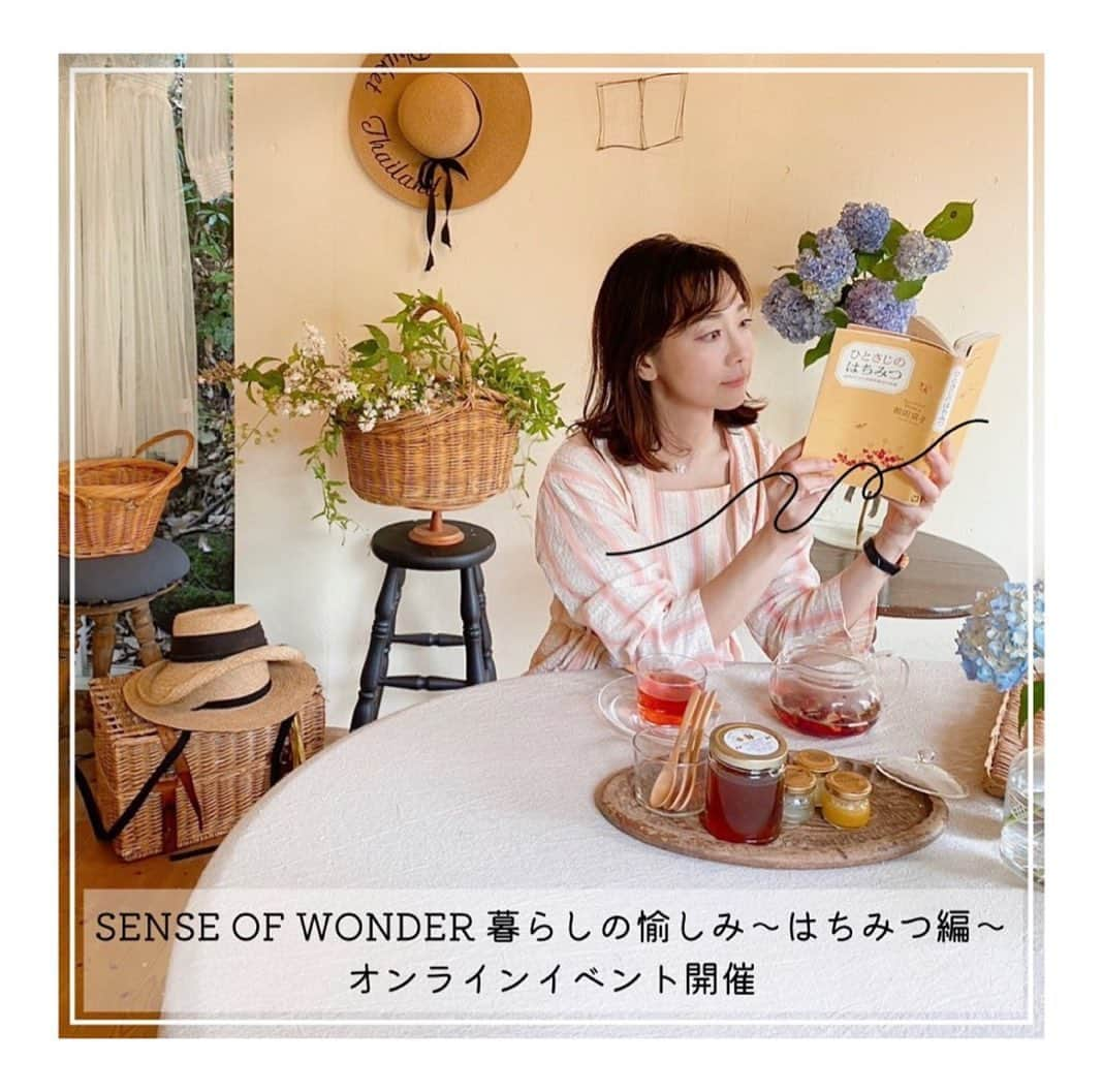 松尾翠のインスタグラム：「SENSE OFWONDER 暮らしの愉しみ〜はちみつ編〜 オンライントーク開催  今回は「ひとさじのはちみつ」にちなんで はちみつと仲良くなろうイベントもオンラインで開催します。 この本のおもしろさやなるほど〜なはちみつの簡単な説明も トークでご説明させてもらいます。 それから、この本に載っているもので、実際にやっていることを実演したいと思います。　 話をききながら見ると、自分でもやるハードルが下がるかなぁと🙏 それから私なりの蜂蜜の選び方、 買う場所、使い分けなど・・・。 最近のＧＷのキャンピングカーで ひそかに活動していた “はちみつハンター”的、旅はちみつトークもあぁ話したい。  ちょっと変わった偏愛はちみつ話ですが きっとあなたも蜂蜜をあれこれ使って 実験してみたくなるハ・・ズ♡ 決局、栄養素的にみても ビタミンCも含まれた赤の花束茶にはちみつを入れて楽しむのって、 理にかなった無敵の組み合わせ なんじゃないんすか？ とホクホクしつつ。 みなさんと、赤の花束茶はちみつ入り片手に めくるめくはちみつワンダーランドを シェアしたいなと思っています。  こういうイベントも久しぶりですね！ 私も楽しみです。  日時　:　2023年7月6日12:00～12:50 方法　:　ZOOMミーティング  チケット・本はオンラインショップより🐝 @senseofwonder_kyoto  トップページのプロフィールリンク、またはセンスオブワンダーの投稿よりどうぞ  今月のカートオープンは６月６日22時までです🎪 短いので、お間違いなくです😁  #senseofwonderkyoto  #センスオブワンダー京都 #本のある暮らし #暮らしの愉しみ  #ひとさじのはちみつ #前田京子 #松尾翠 #暮らしの愉しみ #はちみつの活用 #はちみつ大好き」