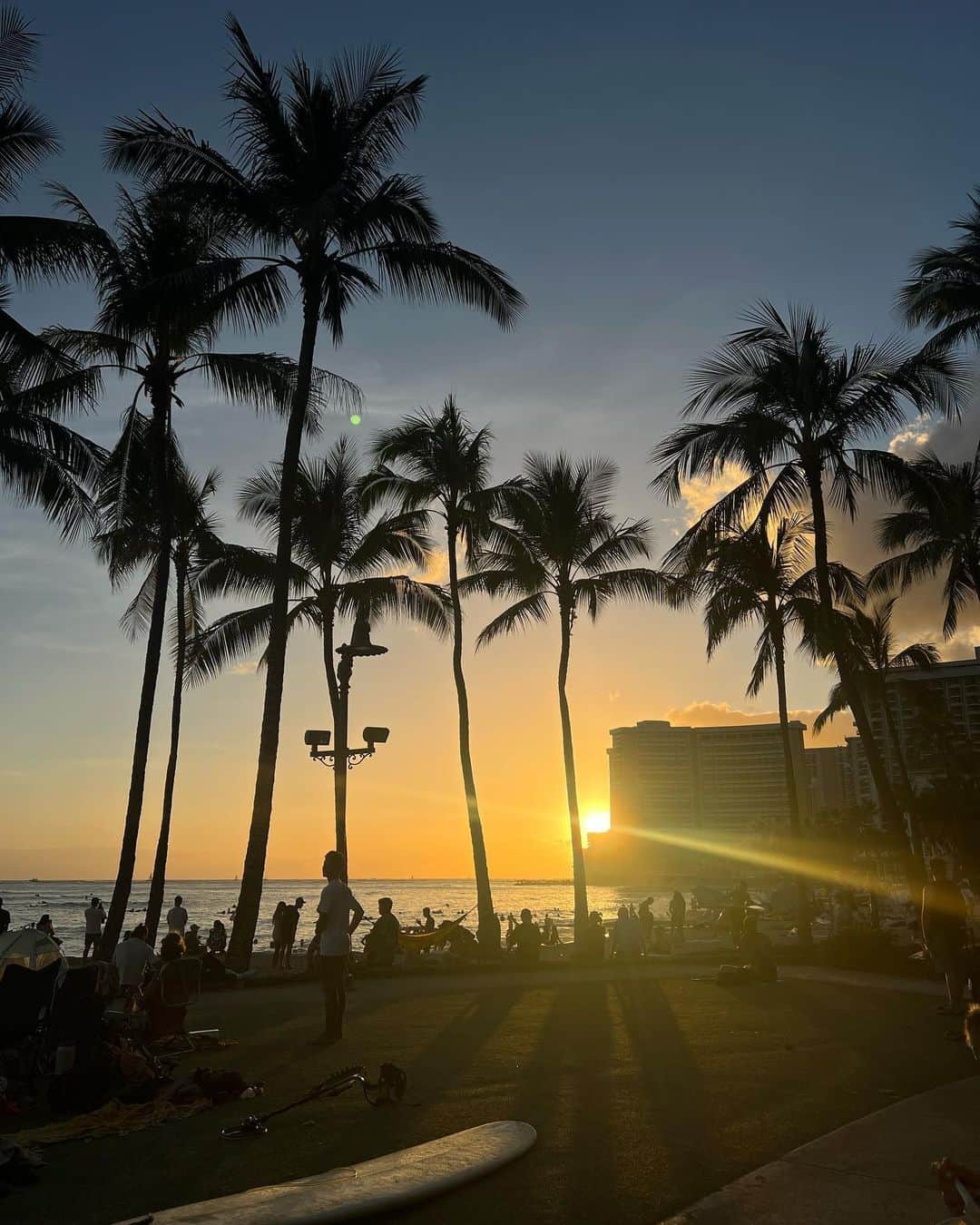 はるきさんのインスタグラム写真 - (はるきInstagram)「ハワイで新しい帽子をゲットそして、サンセットにヤシの木は最高の眺め🏝️  やっぱハワイが好き😍」6月5日 6時30分 - hr.8ruki