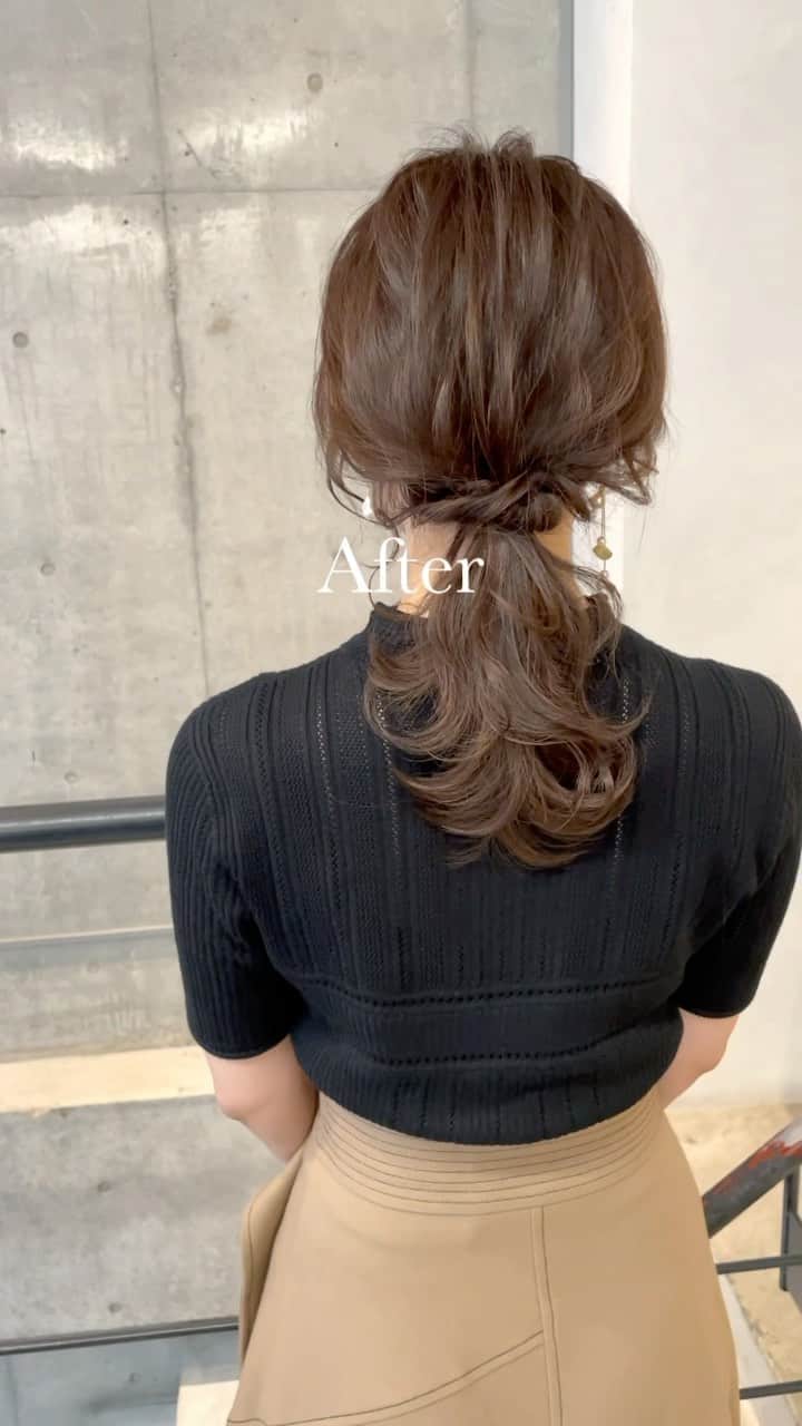 吉田達弥のインスタグラム：「お客様 Before After ✨  cut ✂︎ 来年の結婚式に向けて綺麗に伸ばすので、 質感調整で終了✂︎  color 少し黄色みを抑えたいので ラベンダーカラーで染めました💫  hair arrange 旦那様と合流するのでサクッとポニーテールにしました👏✨  #ヘアアレンジ　#カット　#ヘアカラーベージュ  #ミントカラー  #レイヤーカットロング  #おくれ毛　#編み下ろし  #ヘアアクセサリー」
