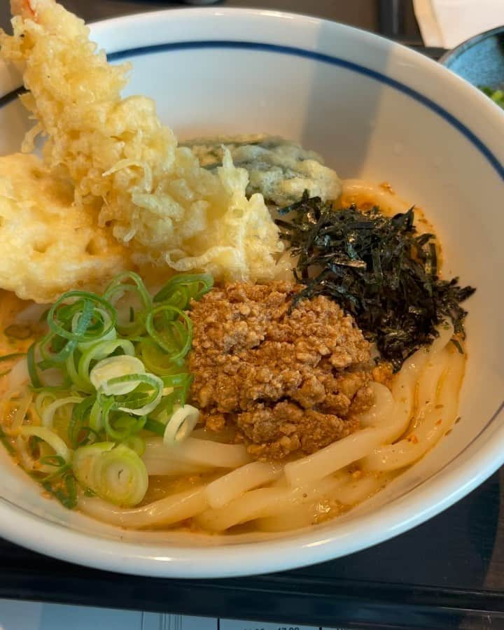 中島浩二のインスタグラム：「今日から初夏のうどん祭りスタートだすーー🤣🤣🤣  いやーーー、今回も美味しい美味しいうどんが出来ただすよ‼️  まずは、鶏ミンチと海老天、蓮根、ピーマンの天ぷらが乗っかった特製ゴマつゆぶっかけうどん‼️ 略して、開けゴマぶっかけ‼️  いつもの美味しいぶっかけつゆにゴマダレをブレンドして、少々の酸味😊 これが、もー最高‼️ そこに海老天と蓮根とピーマンの天ぷらが乗っかって、言う事なし‼️ しかも、628円‼️ 季節の変わり目の食欲が落ちる時期に、さっぱり食べられる逸品‼️  そして、もう一つが、、、 茄子のふわふわトロトロつけ汁ざるうどん‼️ 略して、シンタヌキ‼️  茄子と水菜と紅生姜をかき揚げにして、それを出汁で炊いて、トロトロのつけ汁‼️ そこに冷たいざるうどんを潜らせて、ツルツルっと行ったら、もー、幸せ‼️  多分、初めての体験になるだすよ😊  男性は、うどん大盛りにした方が、いいきゃも‼️  こちらも、628円‼️  どうぞ、楽しんで下さいだすーー🤣🤣🤣  放送中の動画だすーー😅😅😅  #福岡グルメ　#福岡ランチ　#福岡うどん　#博多グルメ　#博多ランチ　#博多うどん　#ナカジーうどん　#なかじーうどん　#モーニングジャム　#うどんウエスト　#初夏のうどん祭り」