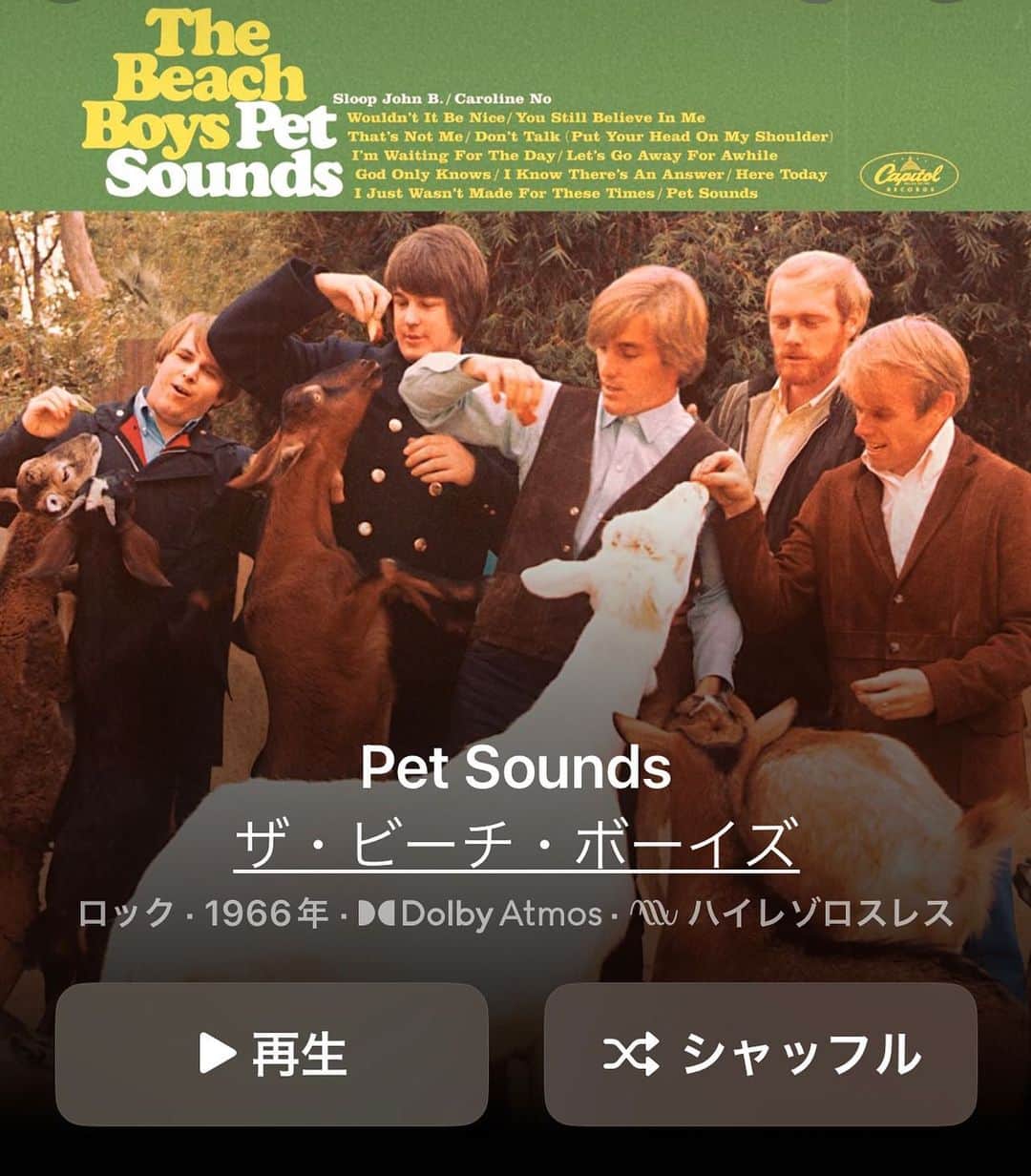 浅田信一のインスタグラム：「Dolby Atmosバージョンで聴くPet Soundsがやばい。ハーモニー、コーラスワーク、バッキングトラック、全てが素晴らしすぎて涙出そう。生きてて良かった😭  ジャイルズ・マーティンありがとう！」