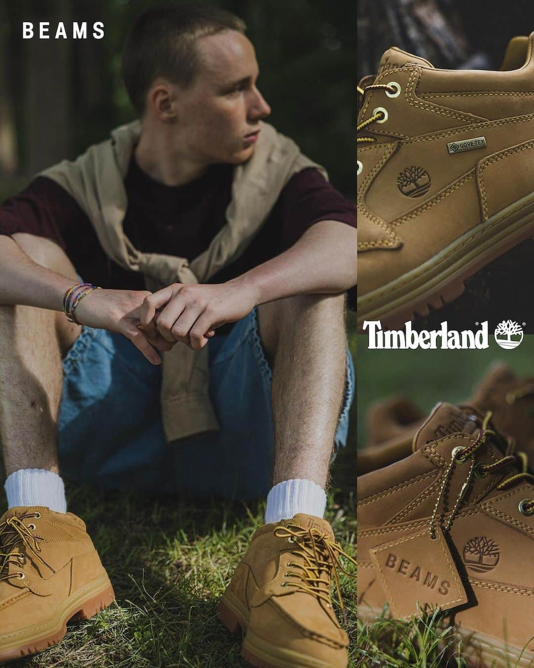 BEAMS MENさんのインスタグラム写真 - (BEAMS MENInstagram)「… Timberland × BEAMS HERITAGE GORE-TEX “MOC TOE” MIDDLE WHEAT NUBUCK 6/10(Sat.) Release  90年代を代表するブランドの名作として絶大な人気を誇りながら、国内では10数年展開のなかった『MOC TOE』のBEAMS別注モデルが登場。 最高峰の防水透湿性能を持つ『GORE-TEX®︎』はそのままに、同じくブランドのアイコニックな存在であるイエローブーツの仕様を全体に採用しています。アッパーをウィートカラーに変更し、アウトソールまでオリジナルのイエローブーツと同じカラーリングを落とし込みました。 またインソールとネームプレートには両社のロゴを配して、別注の特別感をさりげなく演出しています。  【販売店舗】 ビームス 原宿 全国の〈BEAMS〉レーベル取扱店舗  ビームス公式オンラインショップ ティンバーランド直営店 伊勢丹新宿PC4店（6/17より） ティンバーランド オンラインショップ（6/17より）  Styling_ @kondotomomichi Hair&makeup_ @tatsuyasuzuki_ . @timberland @timberland_jpn @beams_official @beams_mens_casual #timberland #beams」6月5日 14時18分 - beams_mens_casual