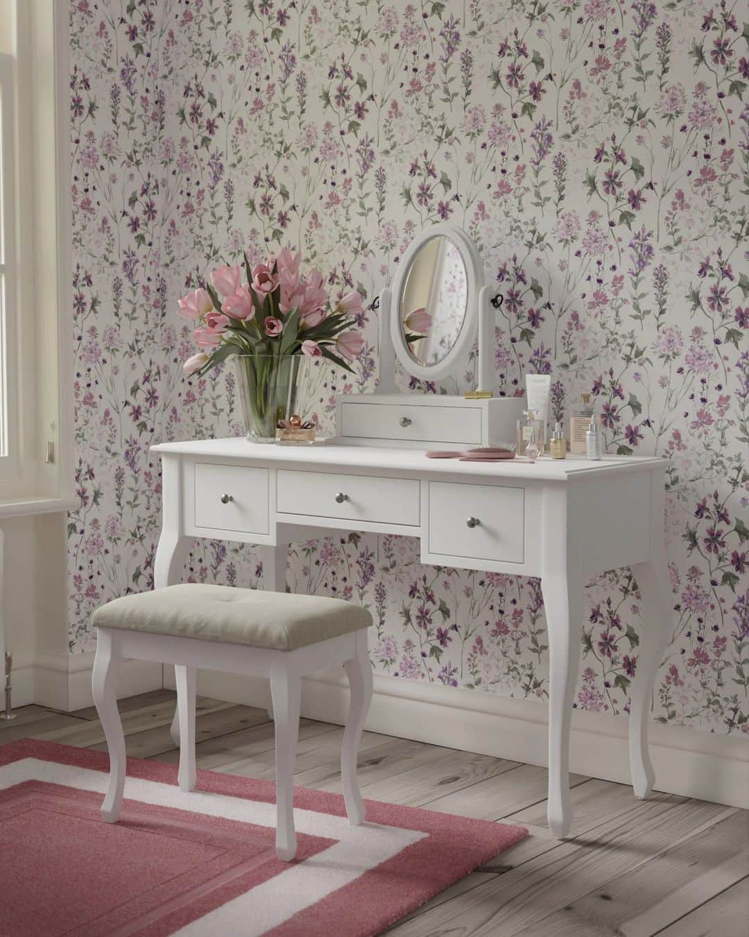 ローラアシュレイのインスタグラム：「NEW IN ✨ Decorate your home with the new Rosalind Furniture Range. ⁣ Inspired by the French Rococo style, this range boasts handsome proportions and elegant shaping in a contemporary fashion. ⁣ ⁣ 🔎 Rosalind Dressing Table⁣ 🔎 Rosalind Bed Frame⁣ 🔎 Rosalind Coffee Table⁣ 🔎 Rosalind Chest of Drawers⁣ ⁣ Now available on lauraashley.com and @nextofficala」