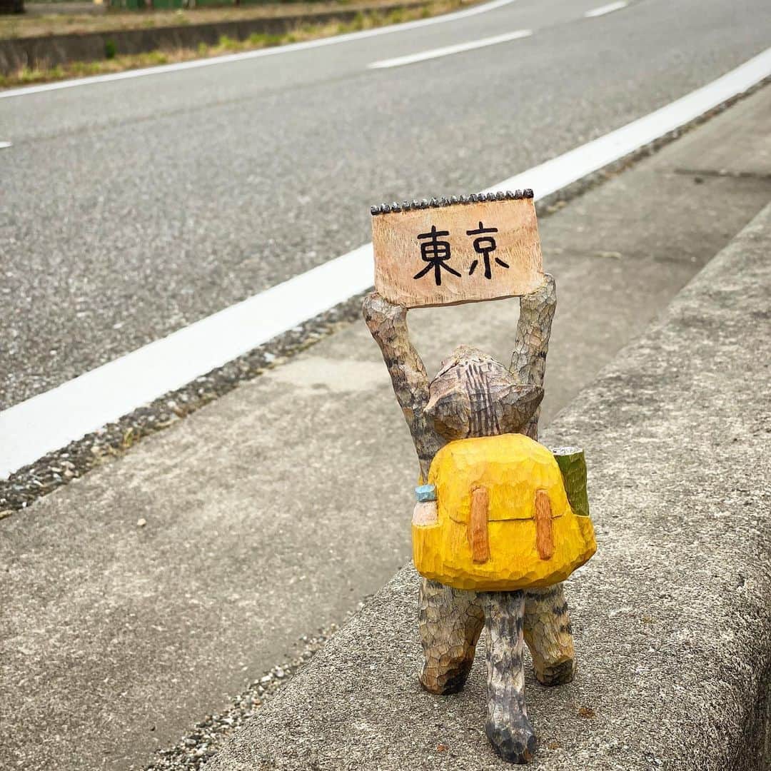 花房さくらさんのインスタグラム写真 - (花房さくらInstagram)「「ヘイヘイ！誰か乗せて〜！！」   ひっくり返せば「東京」行きにもなるのだ！  #猫は時として旅をする  #cat #sculpture #hanafusasakura」6月5日 18時26分 - sakura_hanafusa