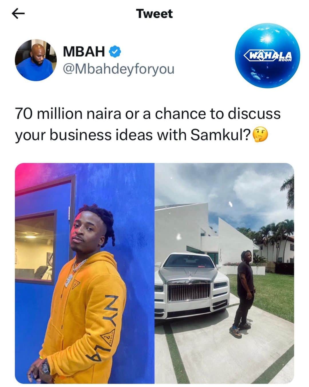 Don Jazzyさんのインスタグラム写真 - (Don JazzyInstagram)「Swipe>> wahala! 70 million naira or a chance to discuss your business ideas with #Samkul ?🤔 🙆🏾‍♀️🙆🏾‍♂️🏃🏿‍♂️🏃🏿‍♀️  😄😂 Use these slides hold body」6月6日 6時39分 - donjazzy