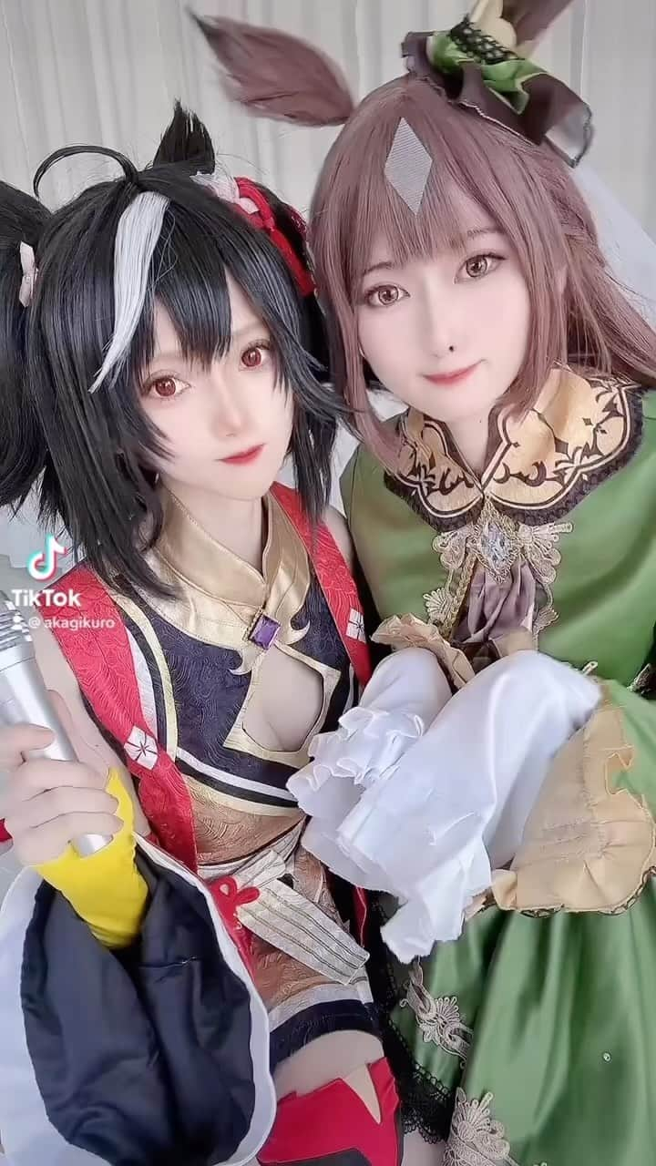 赤木クロのインスタグラム：「ウマ娘　コスプレ キタサンブラック　サトノダイヤモンド  #ウマ娘 #ウマ娘プリティーダービー #ウマ娘コスプレ #umamusume #umamusumeprettyderby #キタサンブラック #キタサンブラックコスプレ #kitasanblack    #japanesegirl  #cos #cosplay #cosplayer #cosplaygirl #cosplayers #コスプレ #コスプレイヤー  #gravure  #일본여자 #코스프레 #그라비아 #角色扮演 #角色扮演者  #coser #instacosplay #cosplayersofinstagram #cosplayersofig #コスプレ写真  #cosplayersofig #cosplayphotography  #cosplayersofinstagram #cosplayphoto」