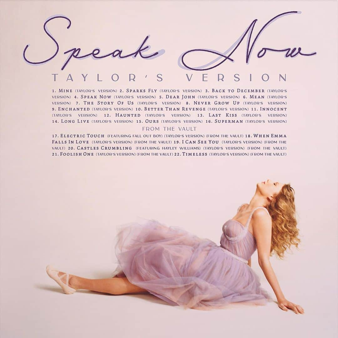 テイラー・スウィフトさんのインスタグラム写真 - (テイラー・スウィフトInstagram)「I’m VERY excited to show you the back cover of Speak Now (my version) including the vault tracks and collaborations with @yelyahwilliams from @paramore and @falloutboy. Since Speak Now was all about my songwriting, I decided to go to the artists who I feel influenced me most powerfully as a lyricist at that time and ask them to sing on the album. They’re so cool and generous for agreeing to support my version of Speak Now. I recorded this album when I was 32 (and still growing up, now) and can’t wait to unveil it all to you on July 7th.  📷: @bethgarrabrant」6月6日 2時09分 - taylorswift