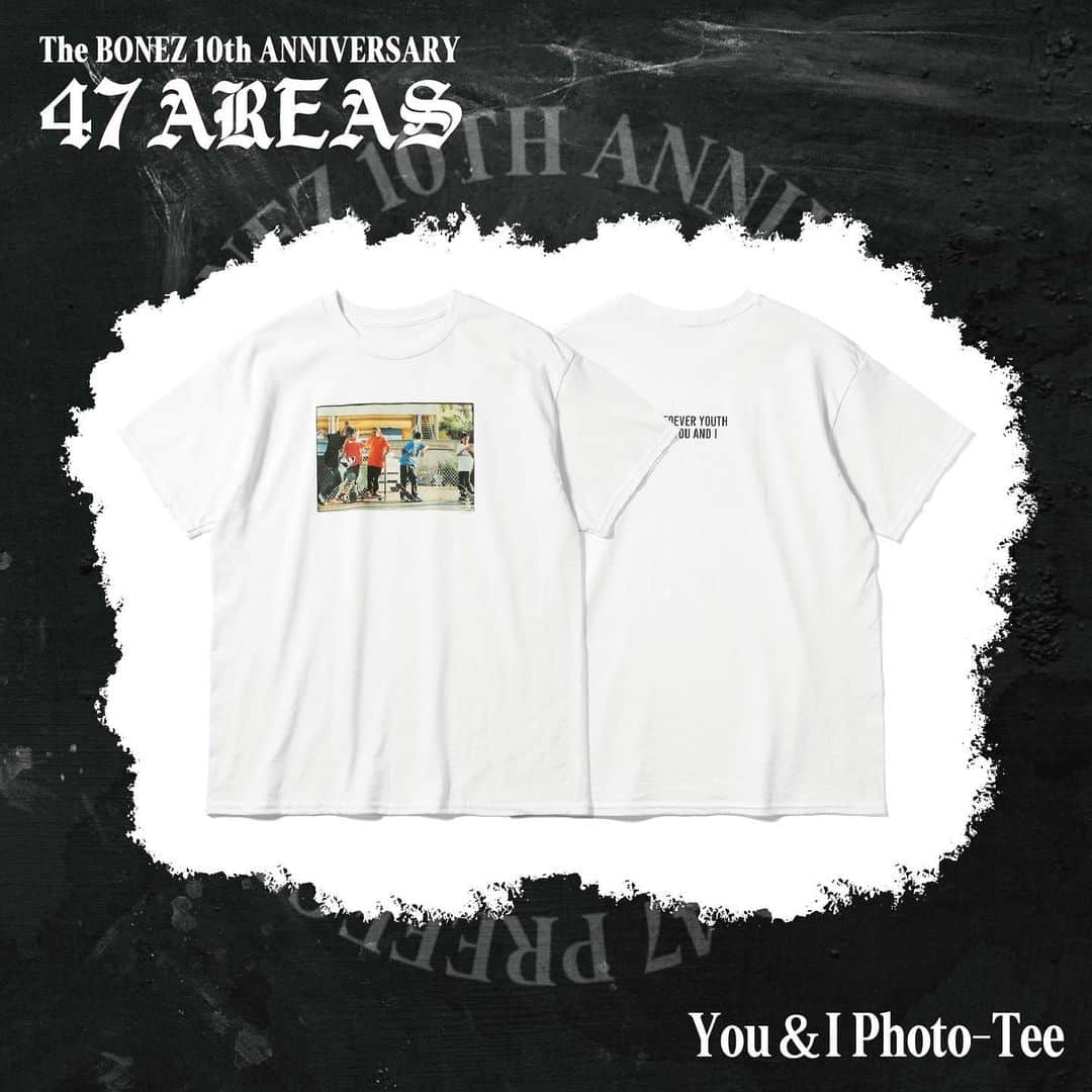 のインスタグラム：「【Tour Goods 公開】  You&I Photo-Tee   PRICE:¥4,500- (in tax)  PRODUCT BONEZでもお馴染みのカメラマンYoshifumi Shimizuがまだ BONEZに出会う前サンフランシスコにて撮影したスケーター達を落とし込んだPhoto tee @ysz.photo   #thebonez  #骨から気合い」